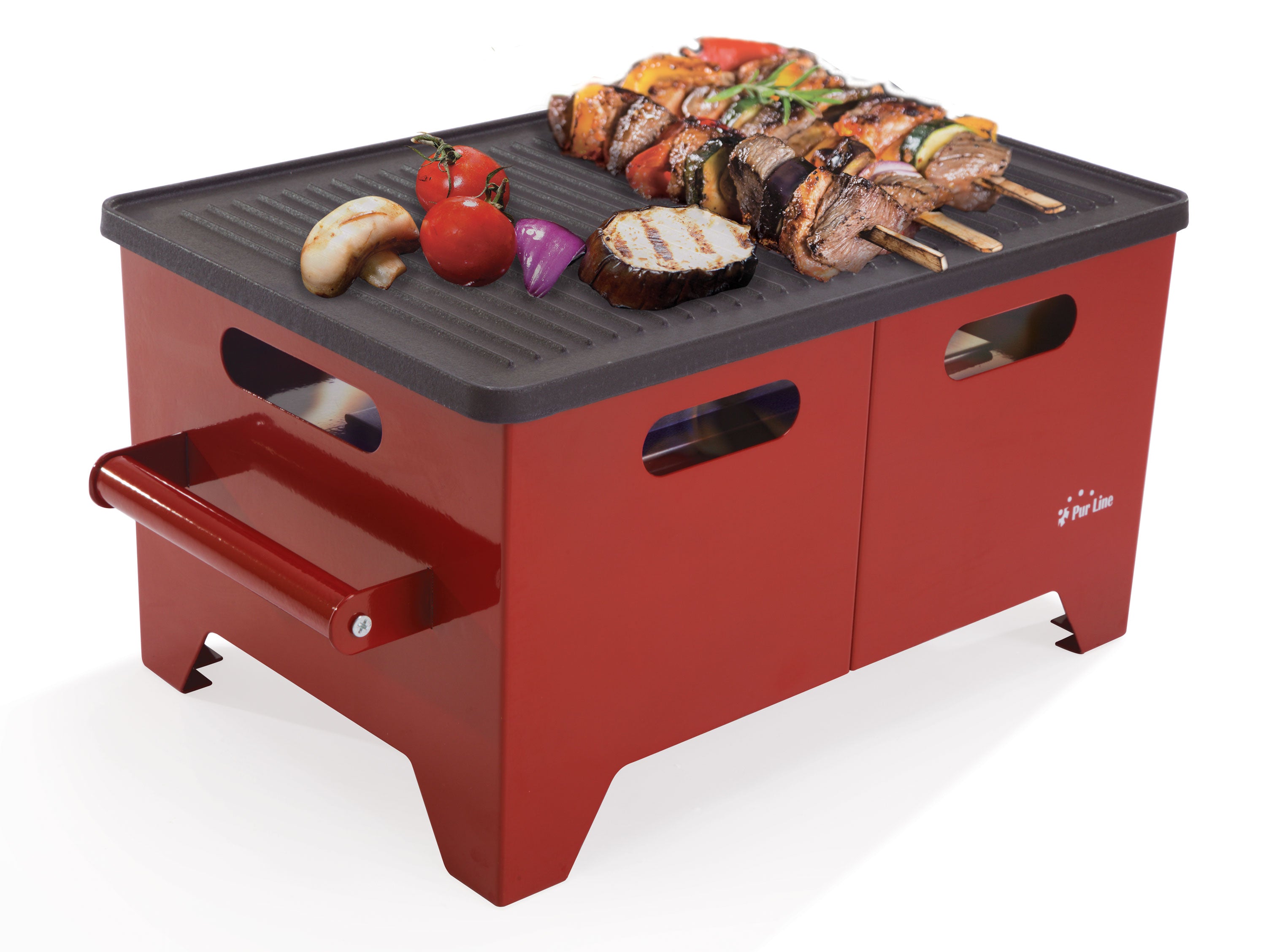 Barbecue a biocombustibile serbatoio 1,2L senza fumo in acciaio nero e piastra rettangolare in ghisa