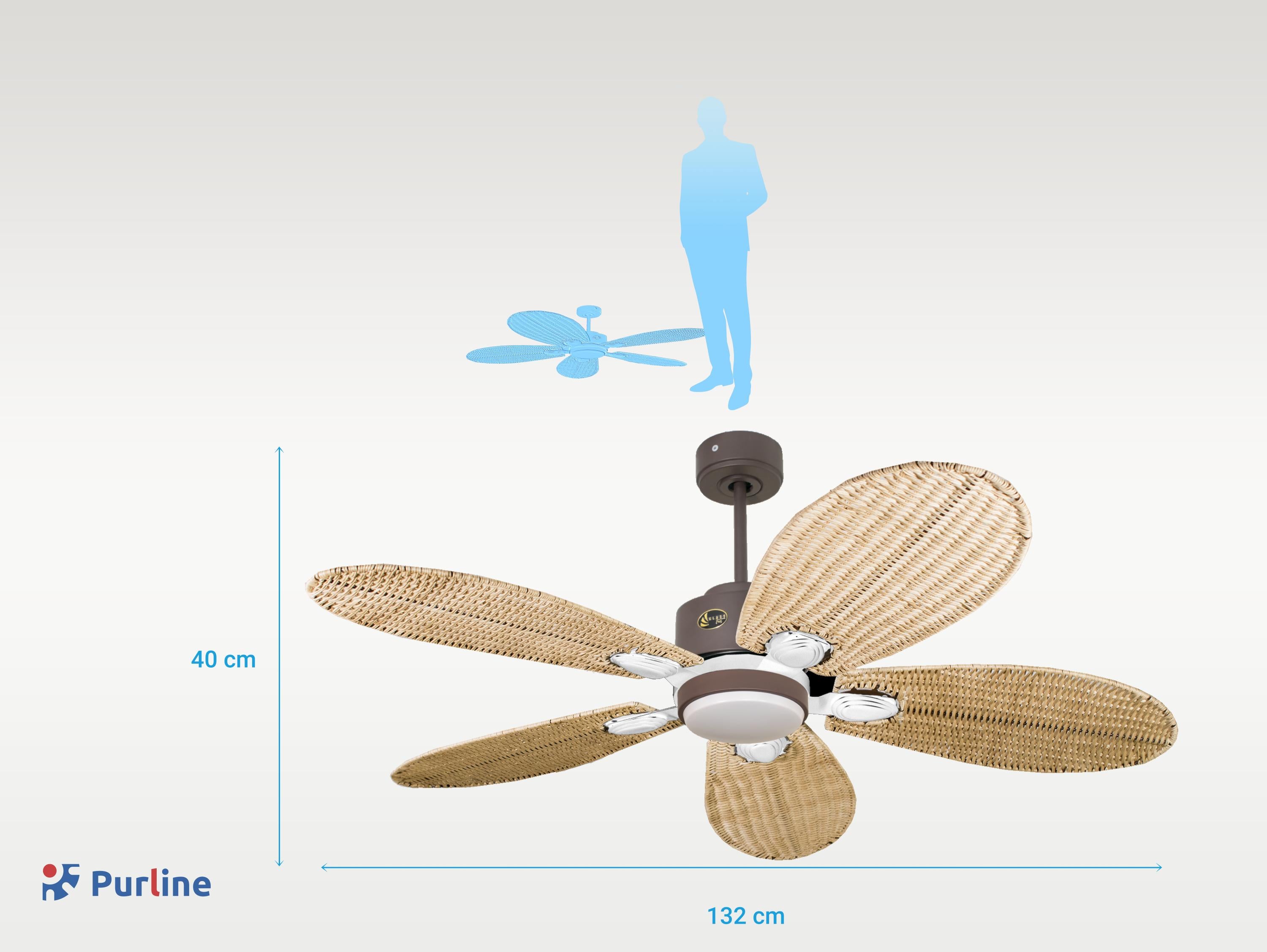 Ventilatore da soffitto Wifi Motore CC Telecomando Luce a tre toni Hypersilence Memoria