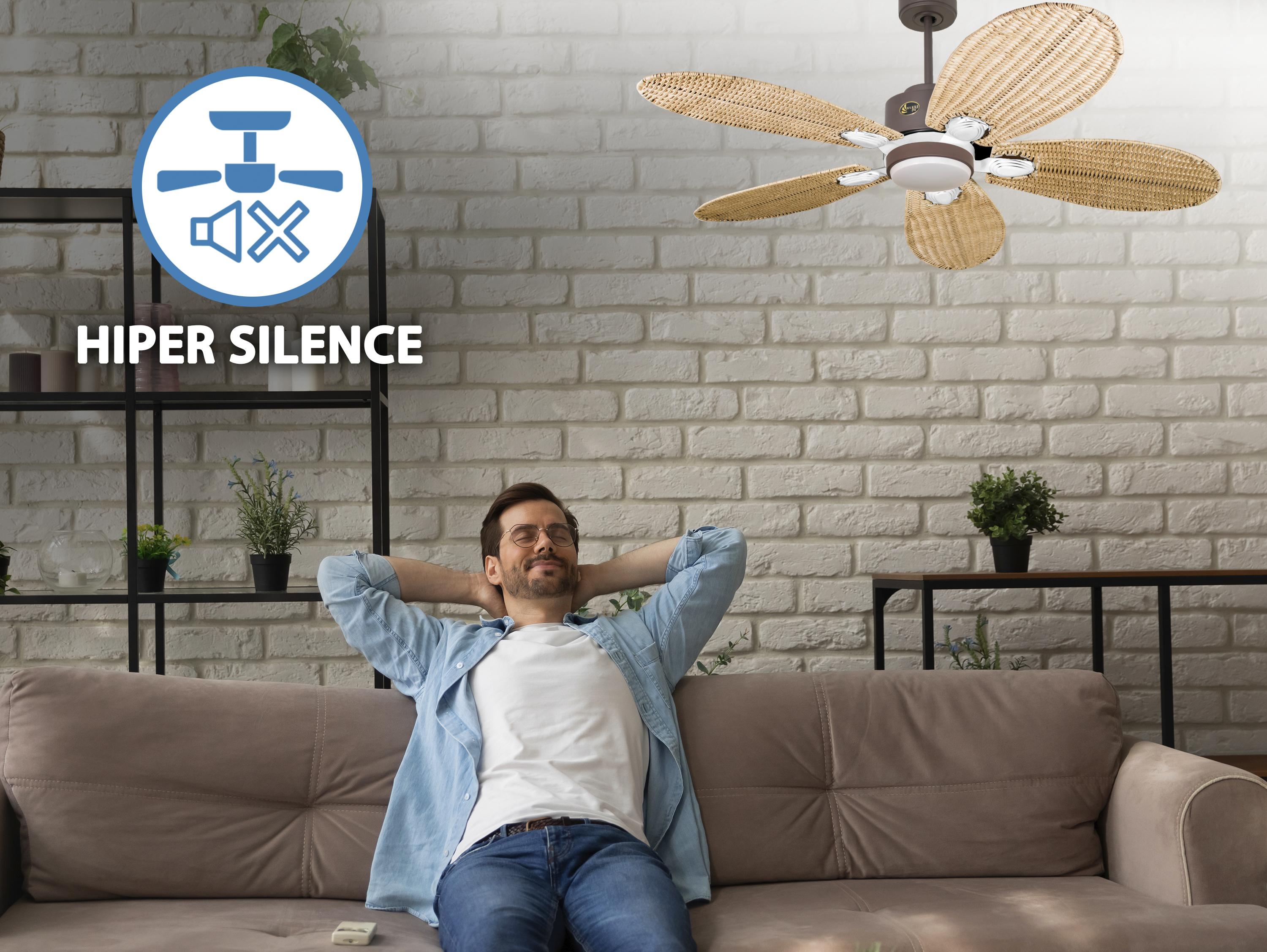 Ventilatore da soffitto Wifi Motore CC Telecomando Luce a tre toni Hypersilence Memoria