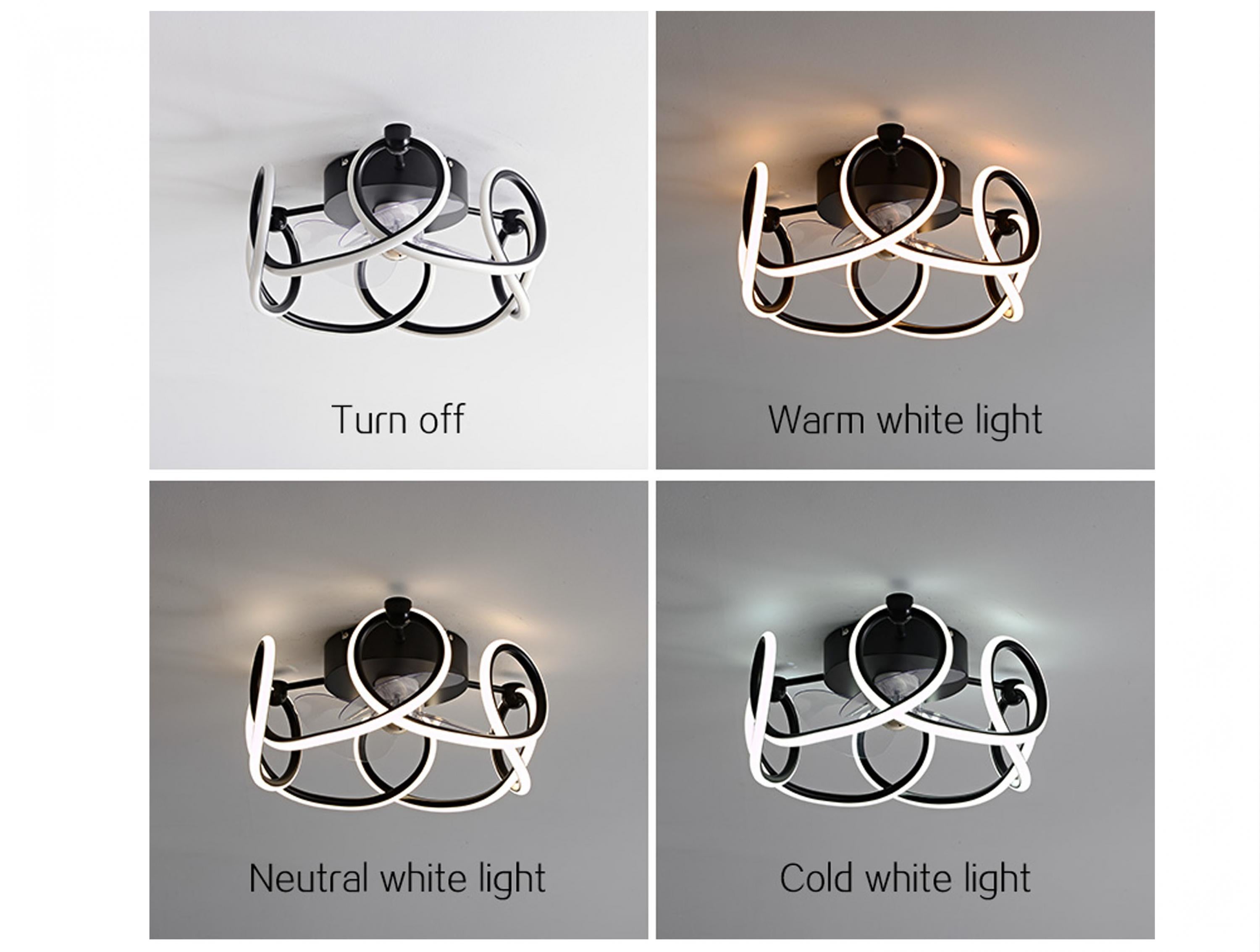 Lampada a ventaglio a LED con grande striscia LED rigida curva