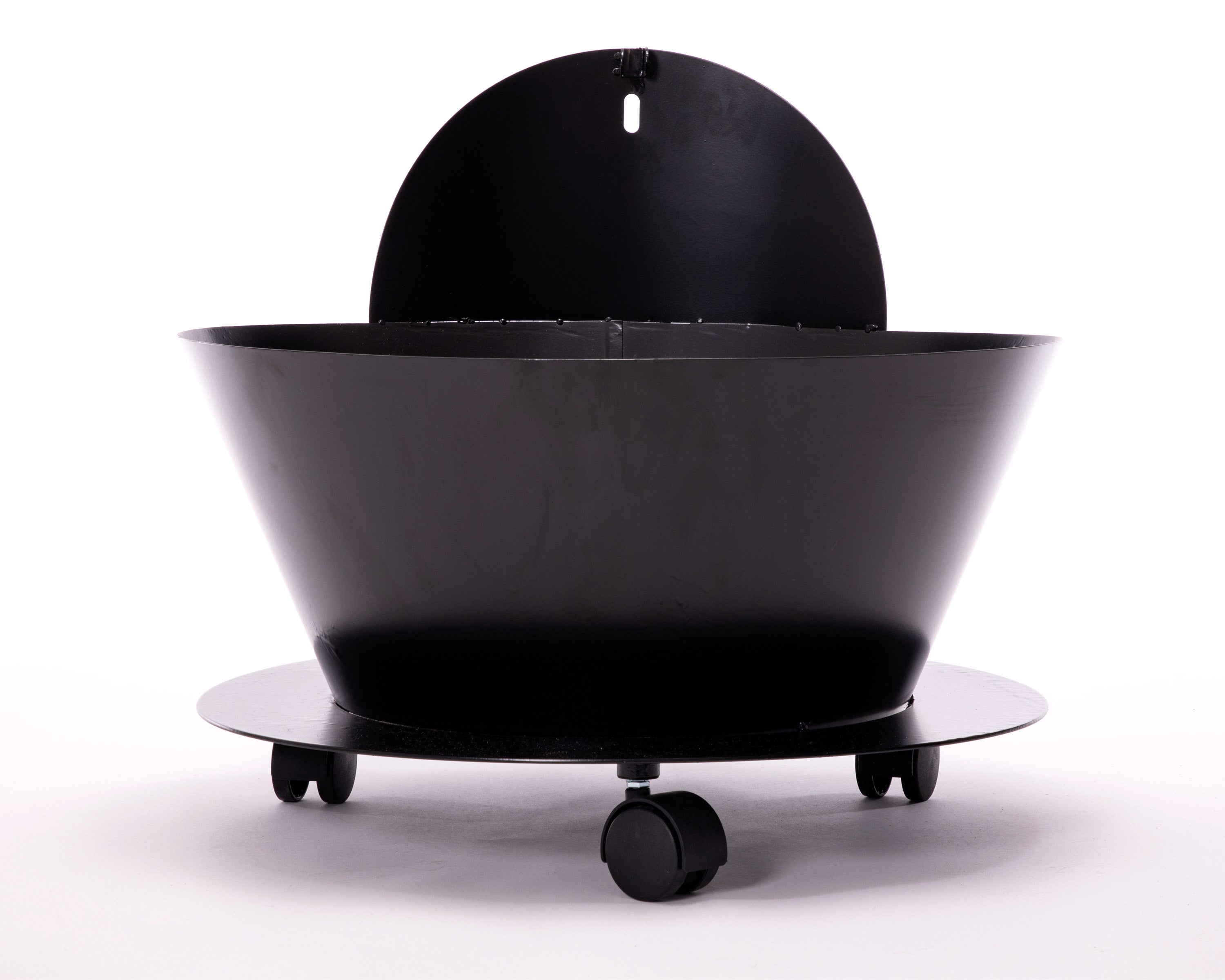 Materiale Acciaio Porta legna con coperchio e ruote in acciaio nero