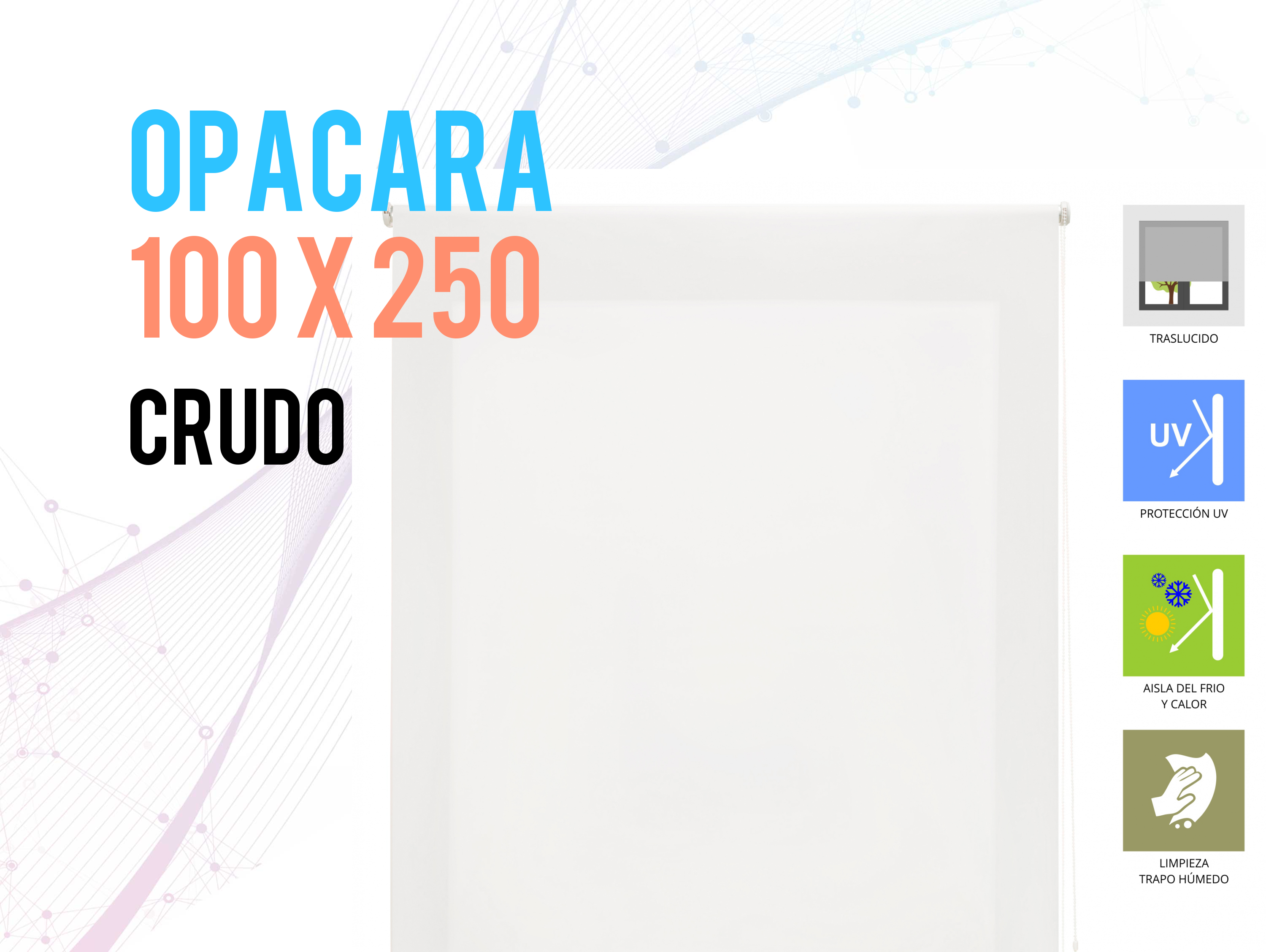 Tenda a Rullo 100X250 ECRU Poliestere opaco