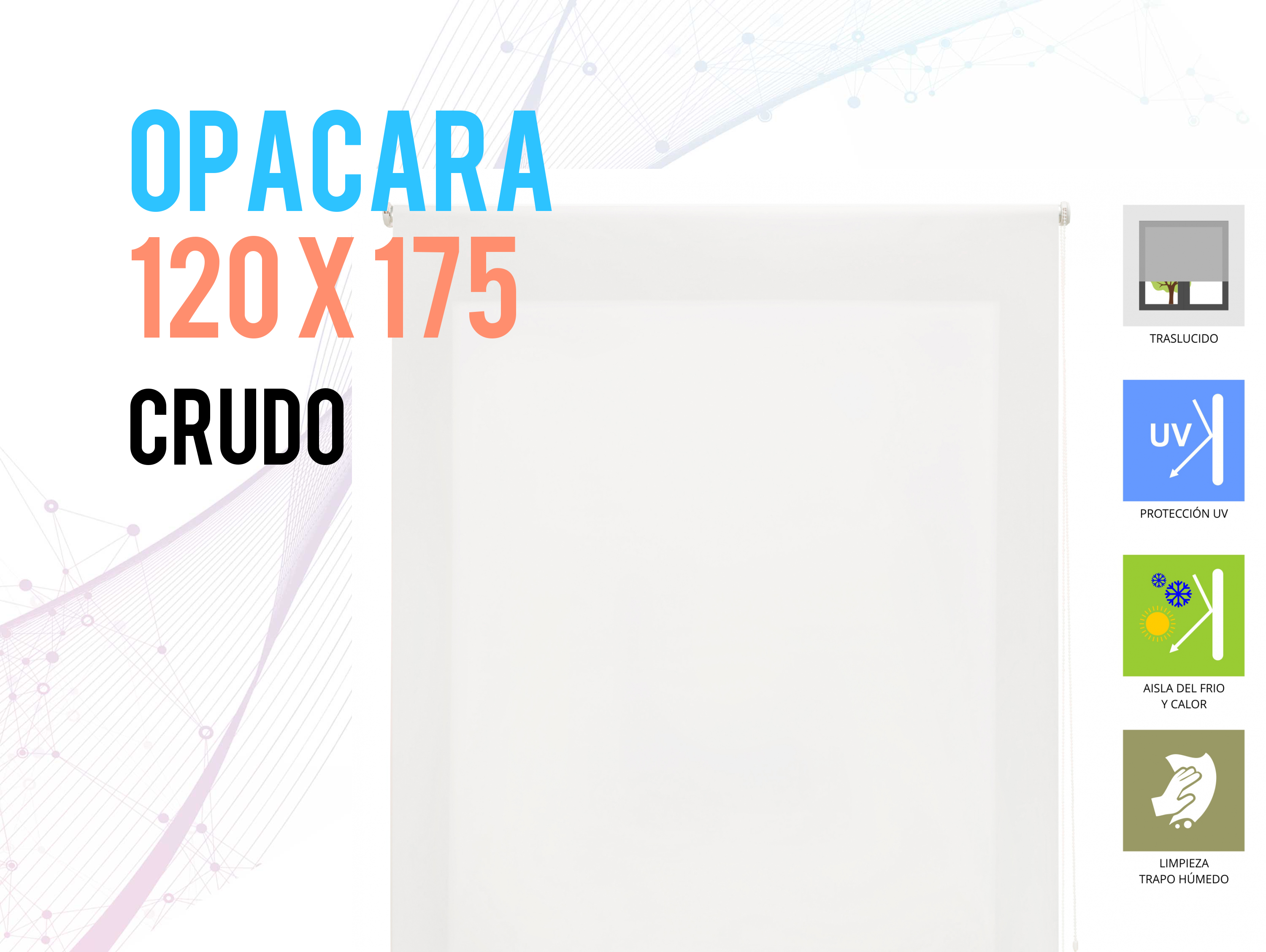 Tenda a rullo 120X175 ECRU in Poliestere opaco