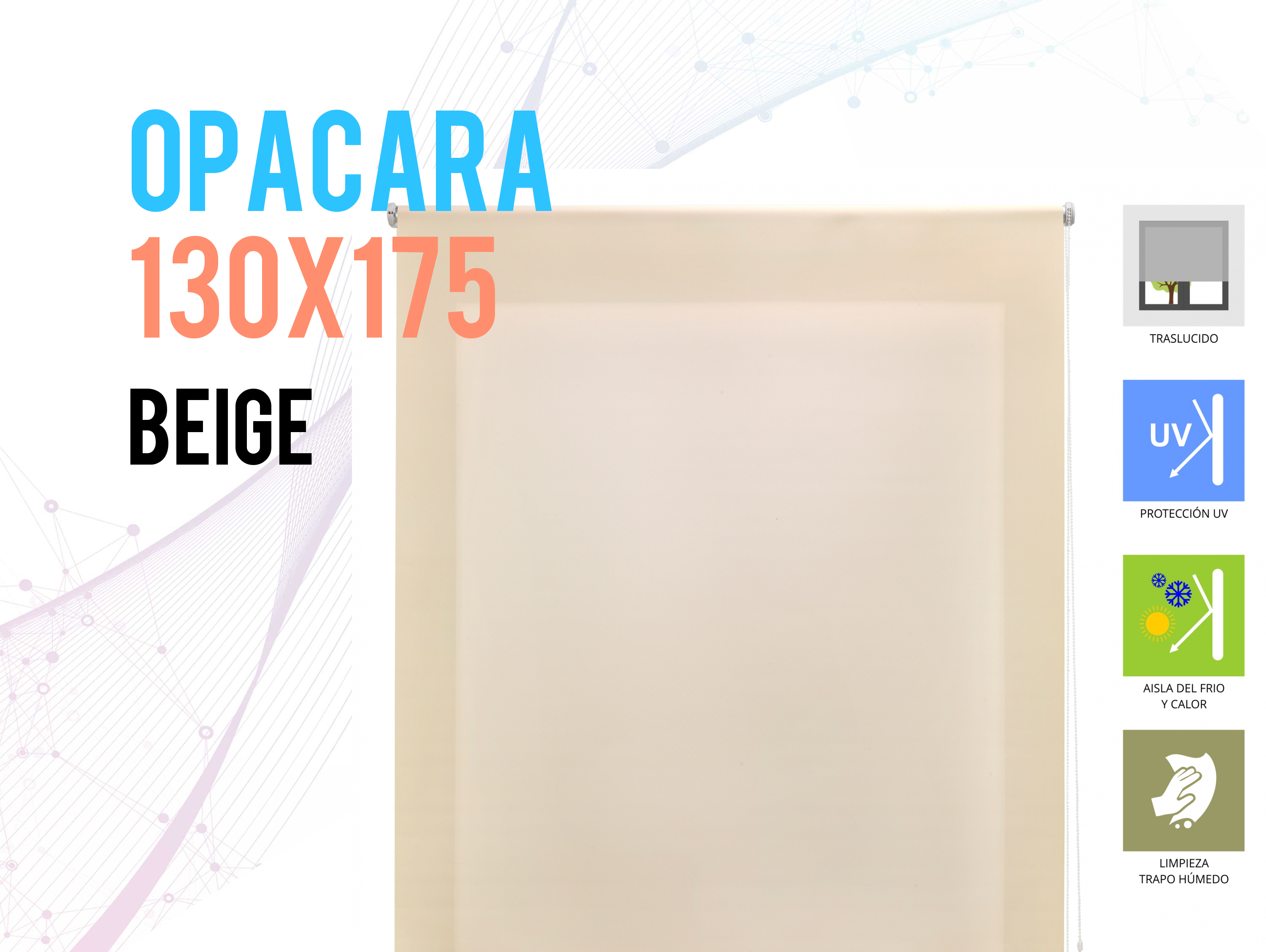 Tenda a Rullo 130x175 BEIGE Poliestere opaco