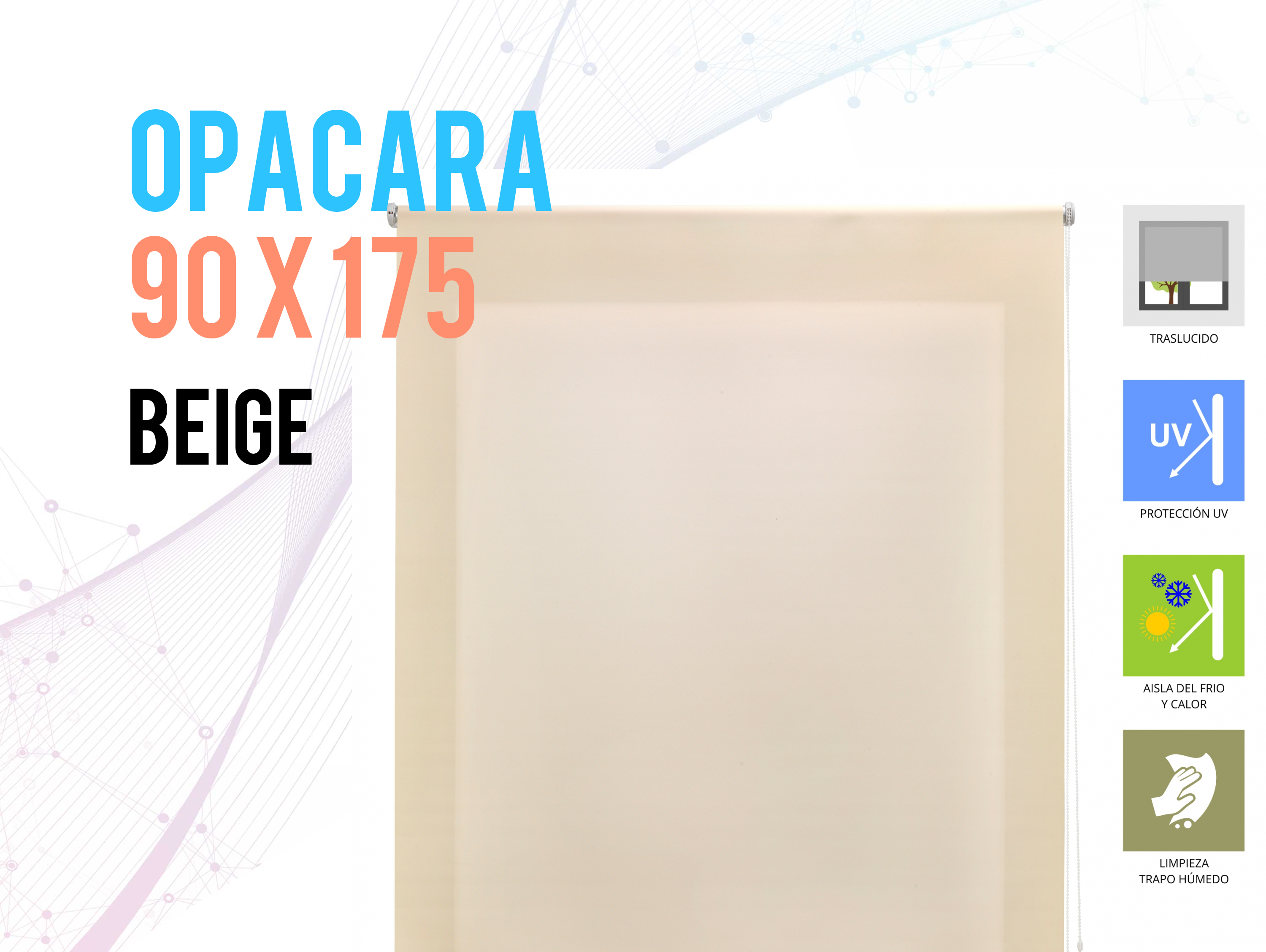 Tenda a Rullo 90X175 BEIGE Poliestere opaco