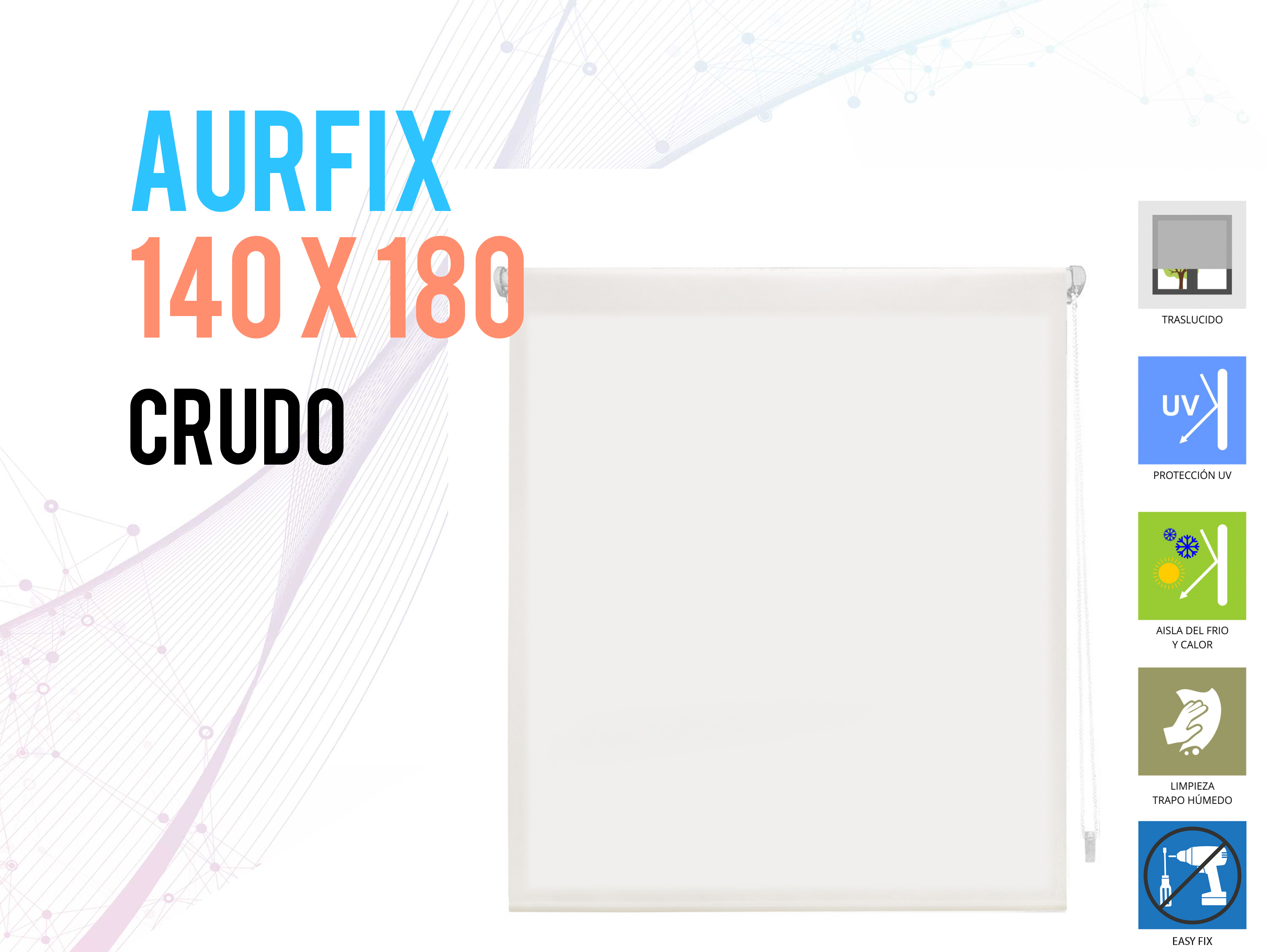 Tenda a Rullo 140X180 ECRU opaco EASY FIX