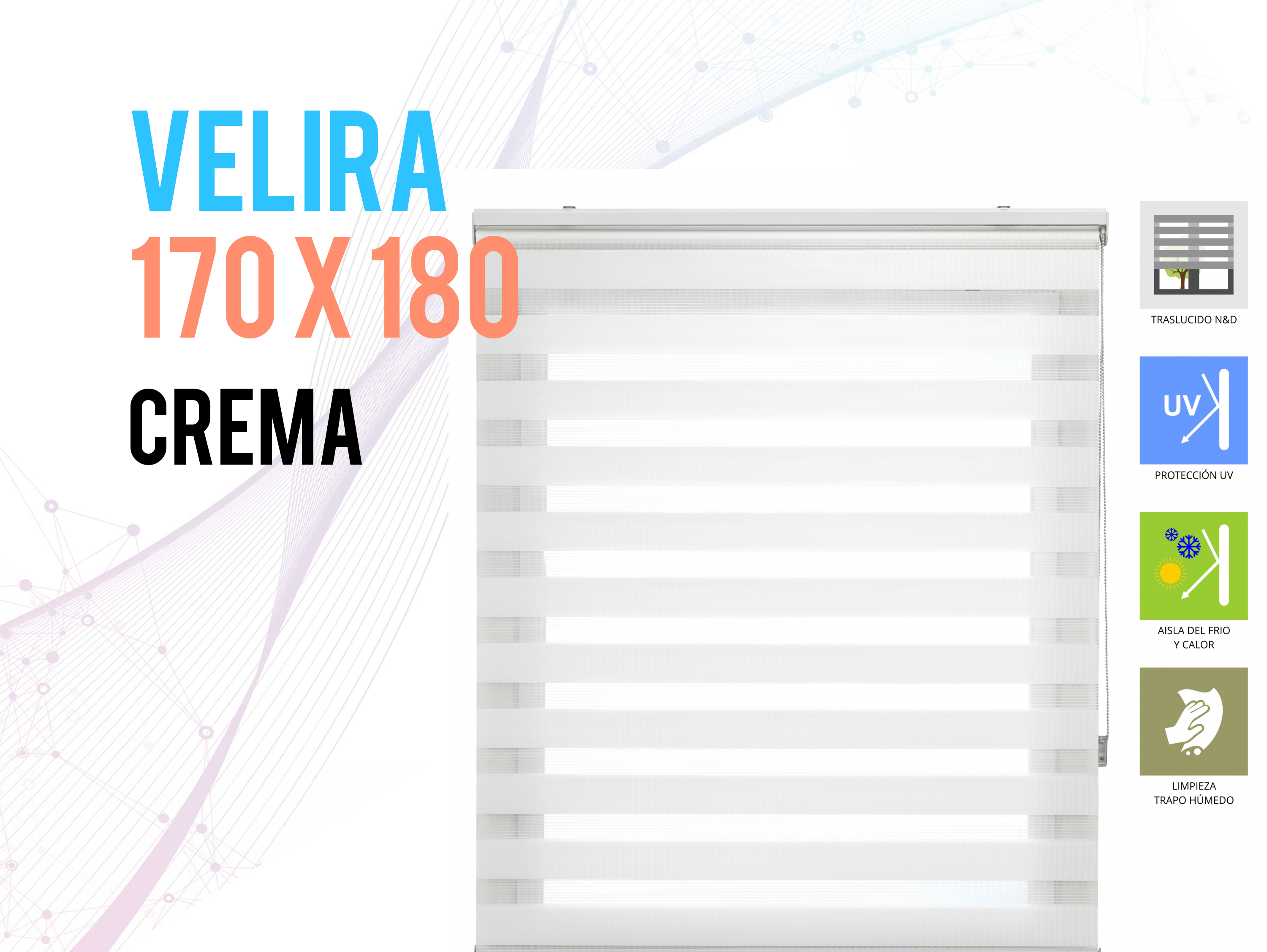 Tenda a Rullo 170X180 CREMA Notte e Giorno