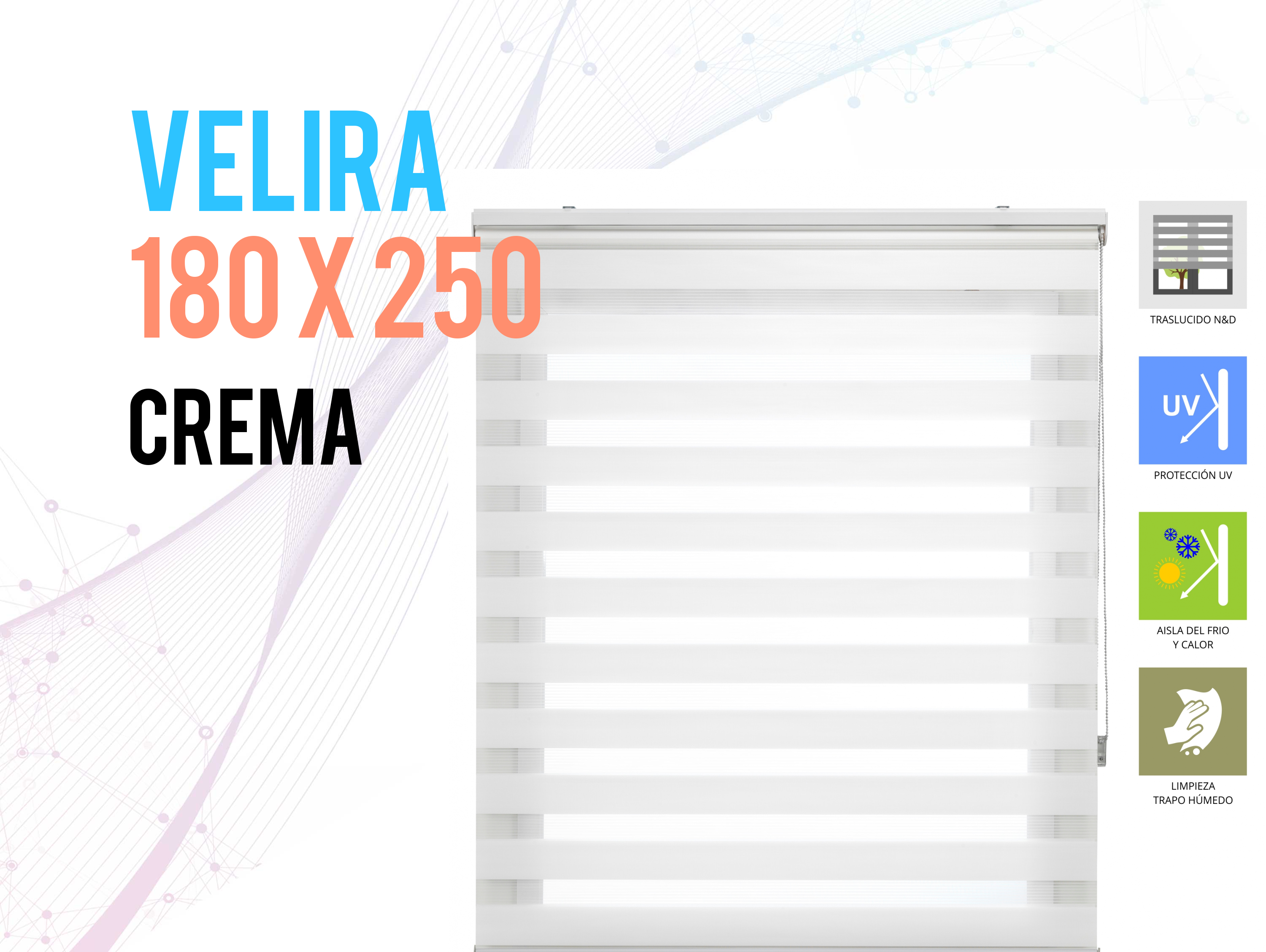 Tenda a Rullo 180X250 CREMA Notte e Giorno