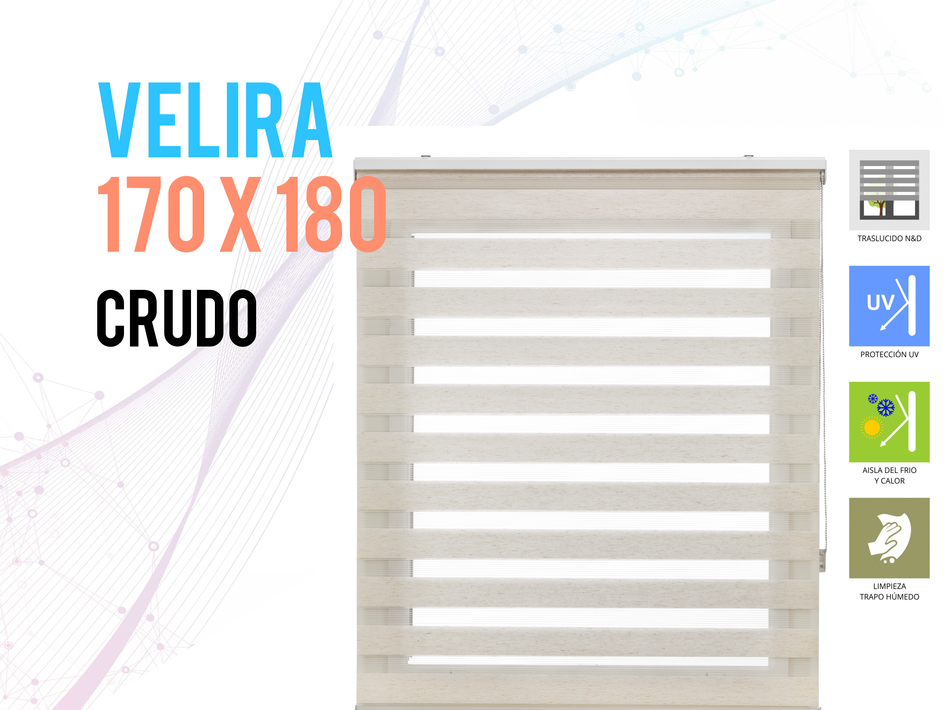 Tenda a Rullo 170X180 ECRU Notte e Giorno