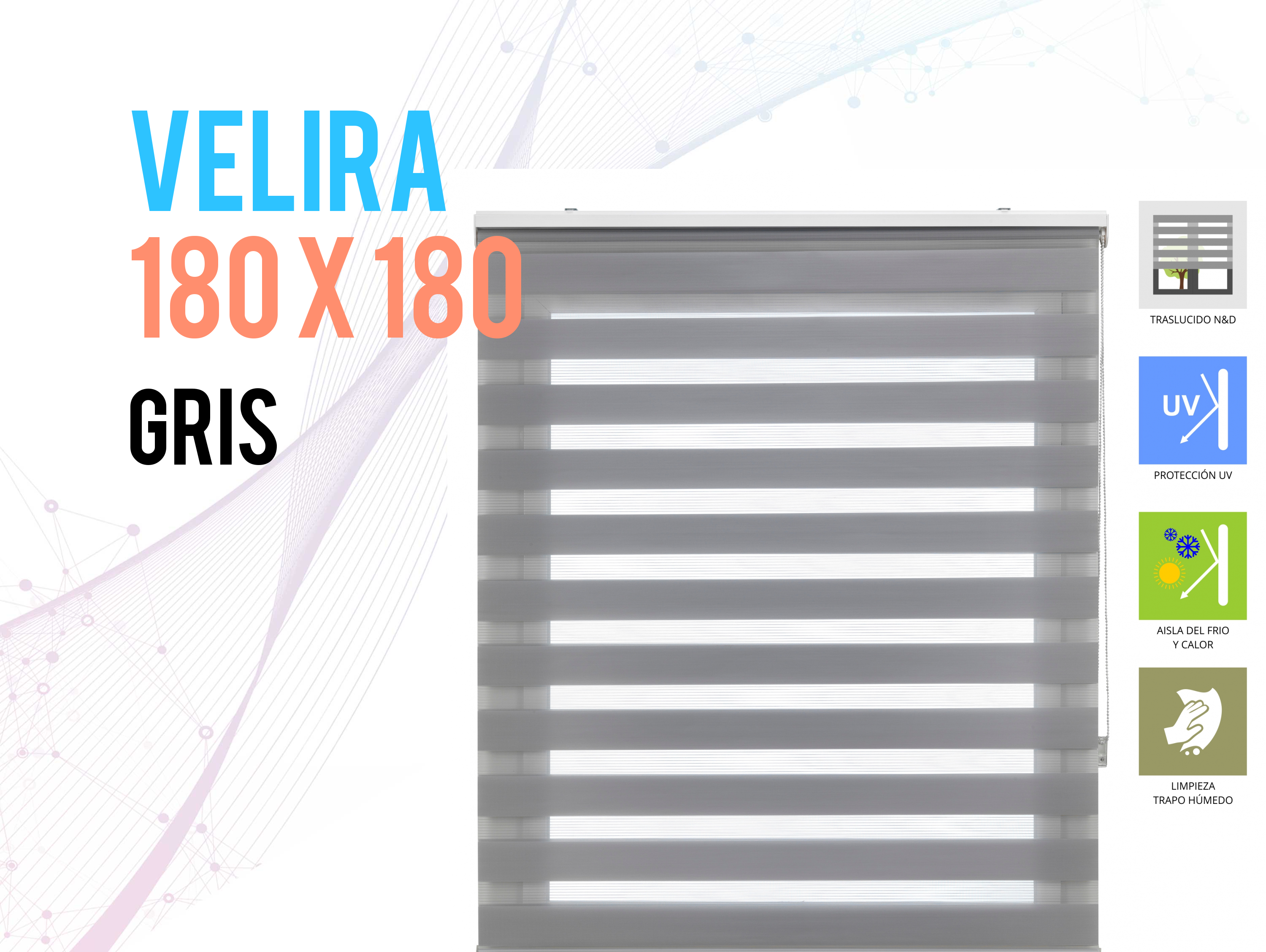 Tenda a Rullo 180X180 GRIGIO Notte e Giorno