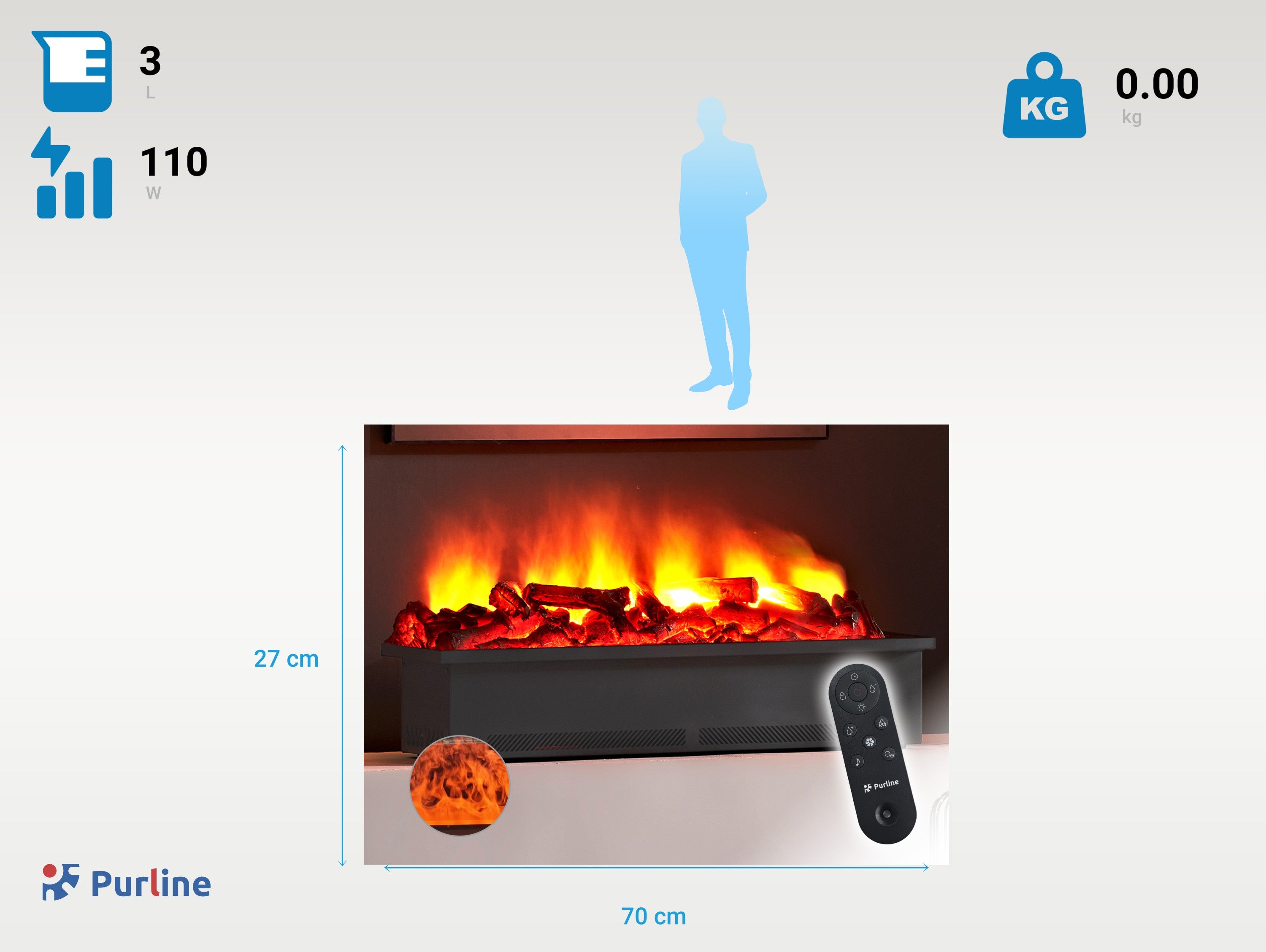 FIRECOOL RUSTIC ORANGE 70 Consumo senza calore 110 W