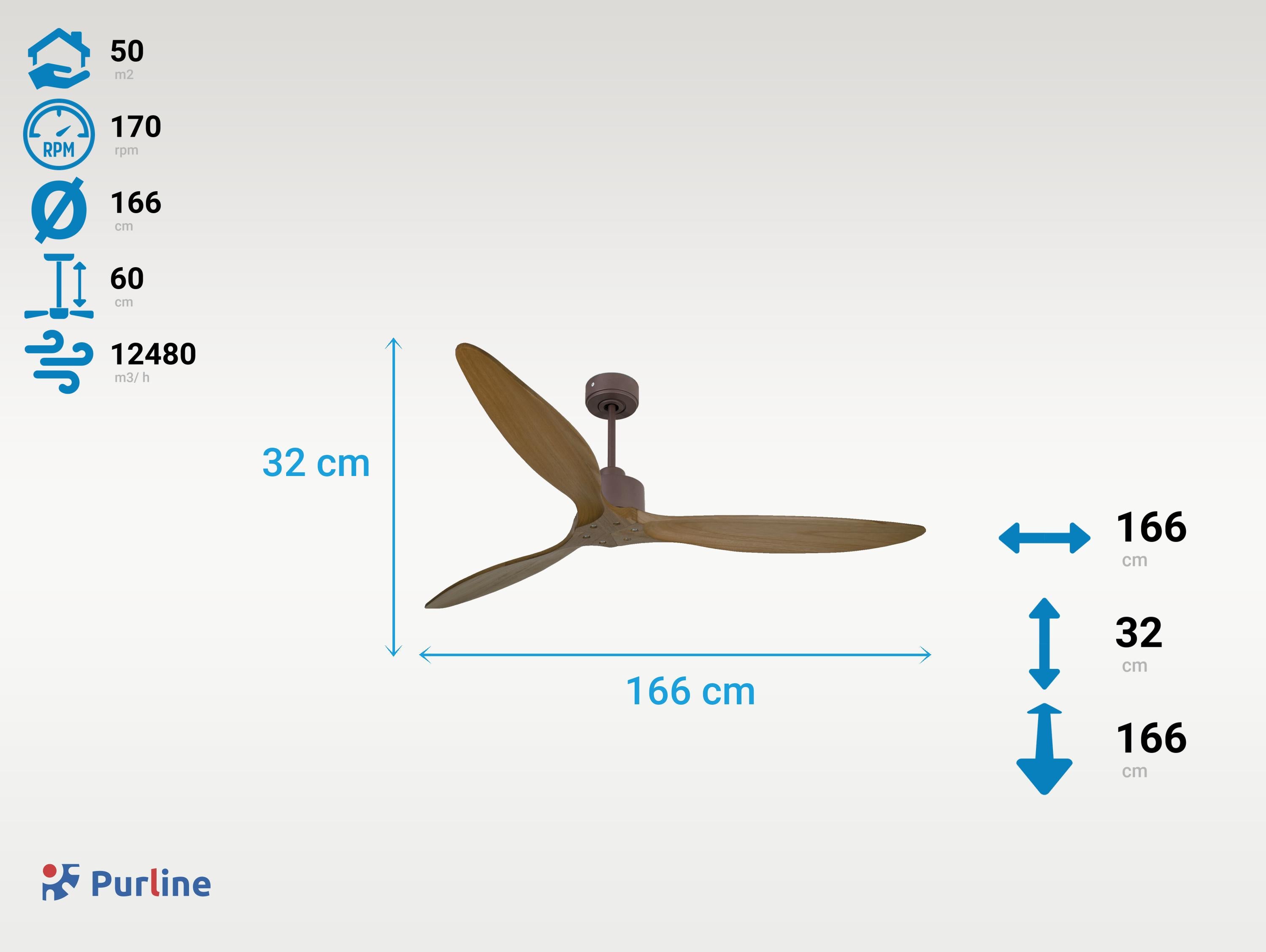 Ventilatore da soffitto Reversibile Termostato Wifi Motore CC Tetti inclinati Telecomando Hypersilence Memoria FullWood