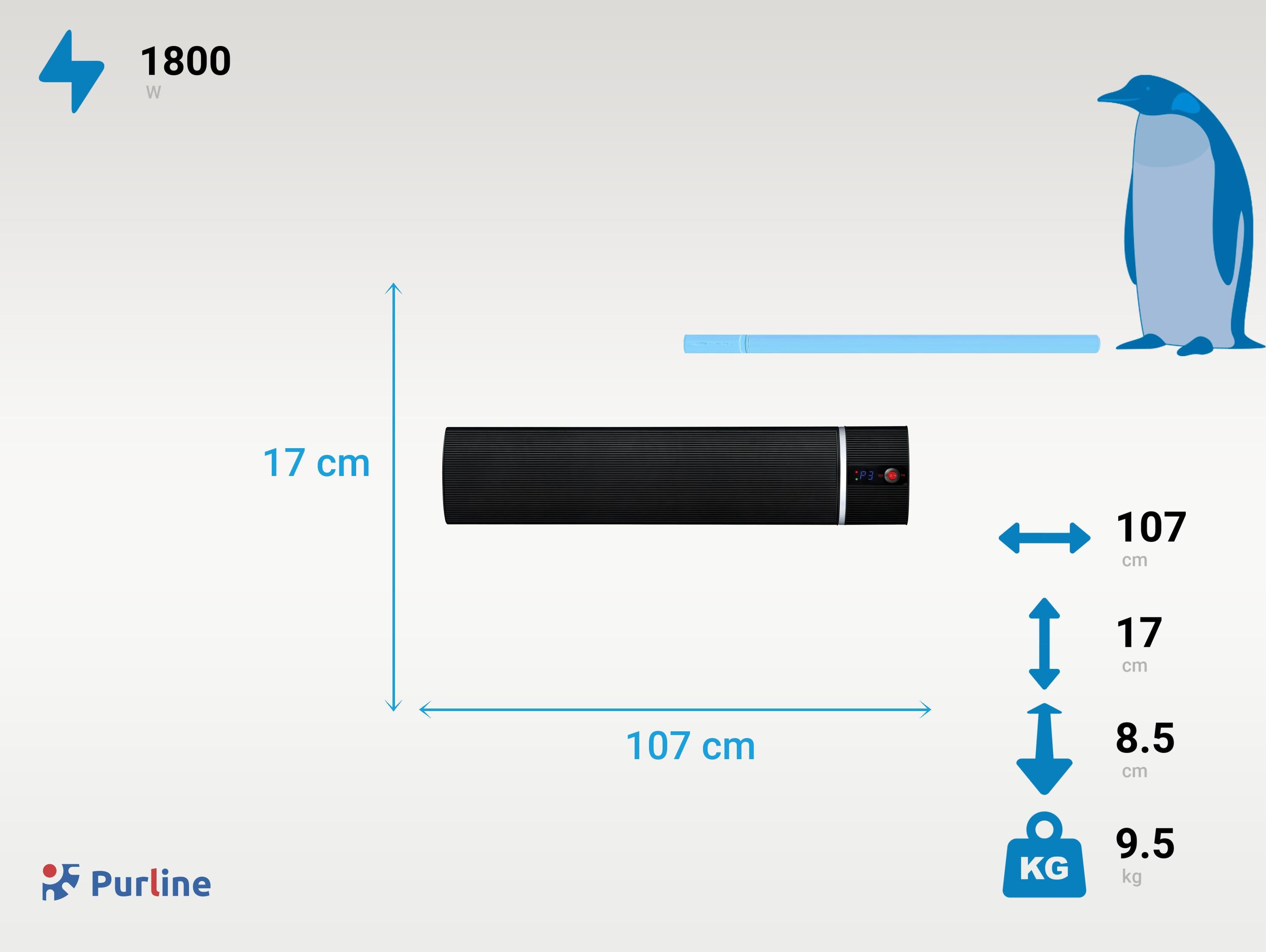 Riscaldatore a infrarossi per esterni 1800W