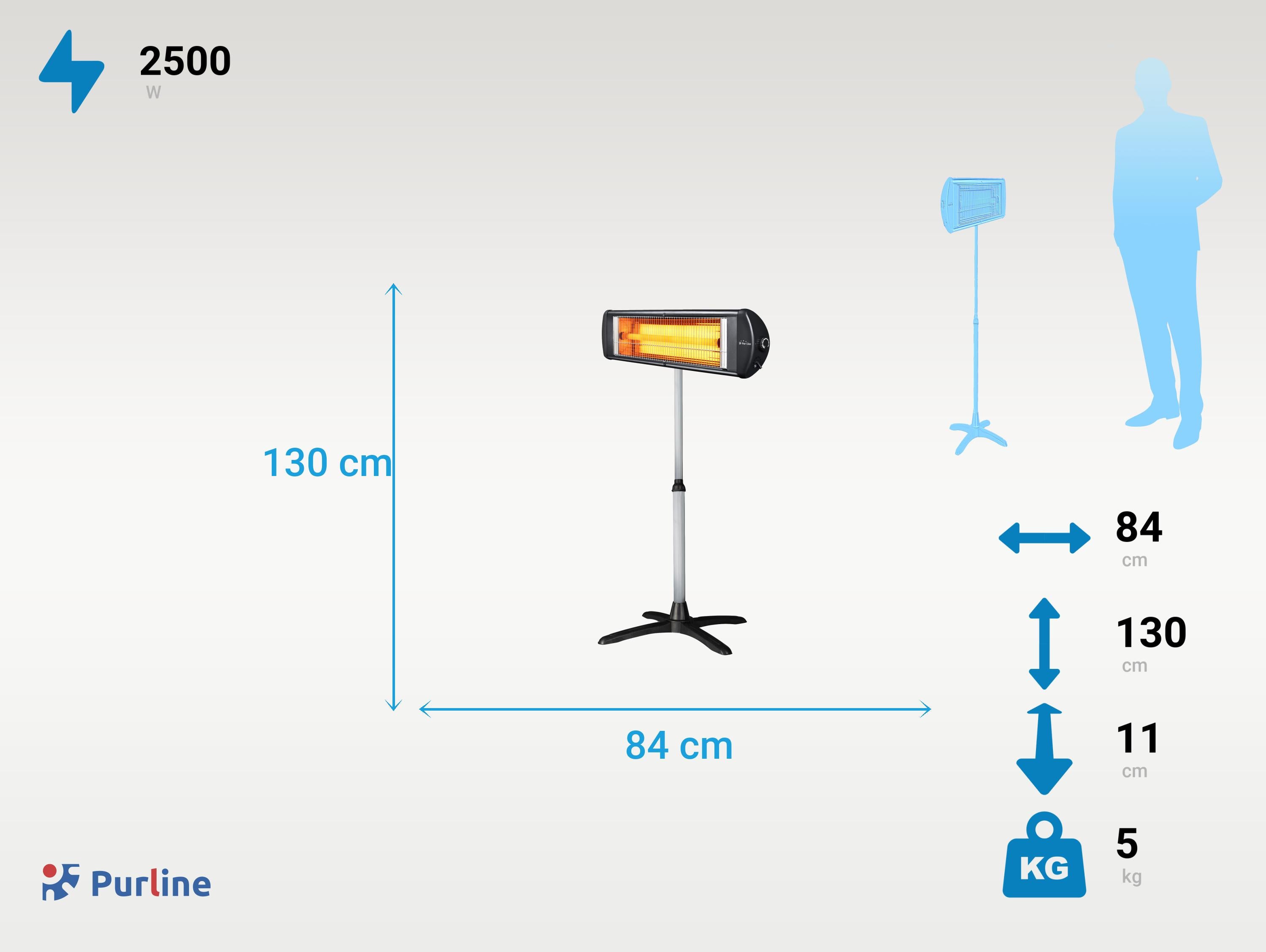 Riscaldatore alogeno da interno o esterno 2500W