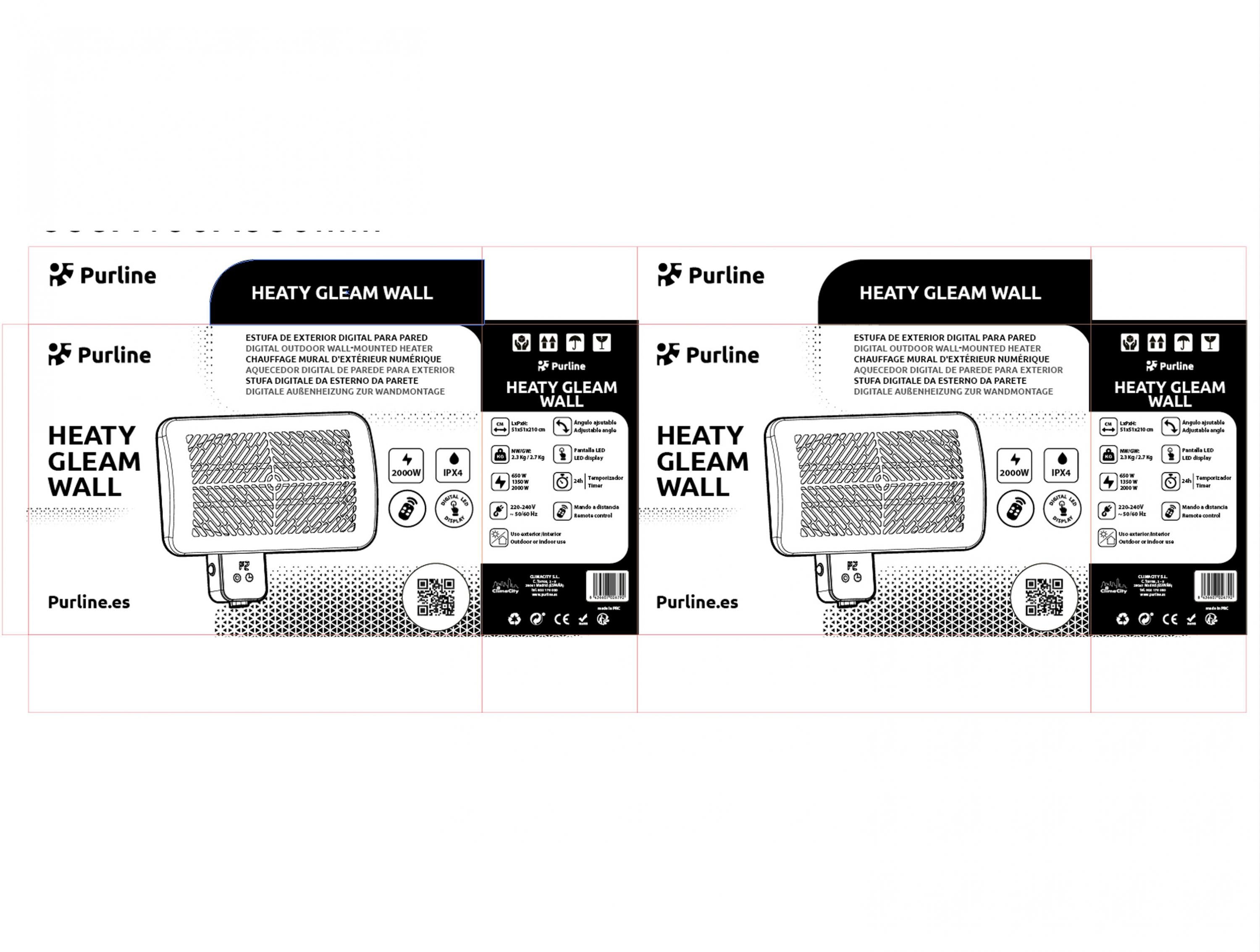 HEATY GLEAM WALL: Fornello digitale da parete per esterni con telecomando