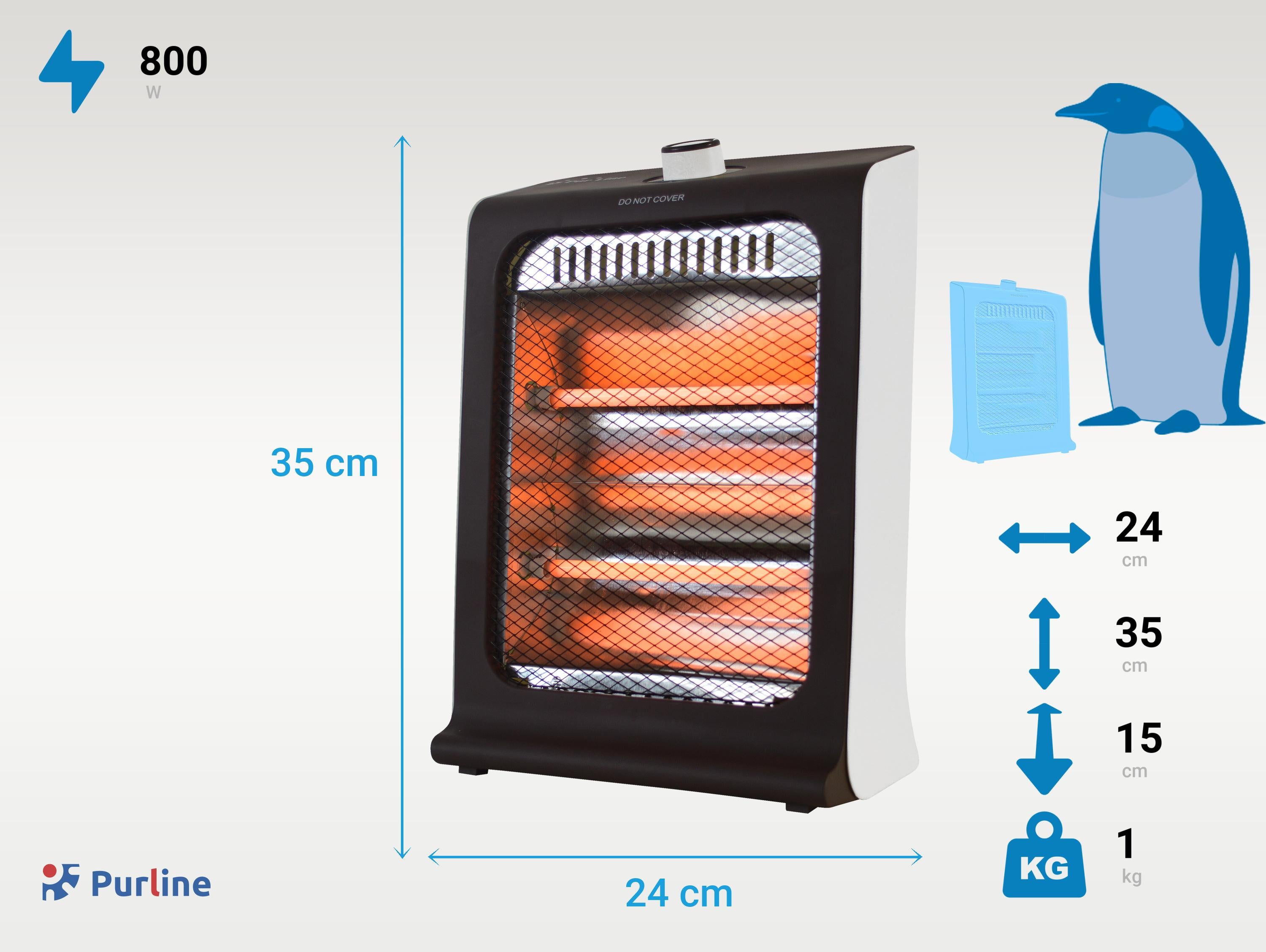 Stufa al quarzo con 800W e due potenze