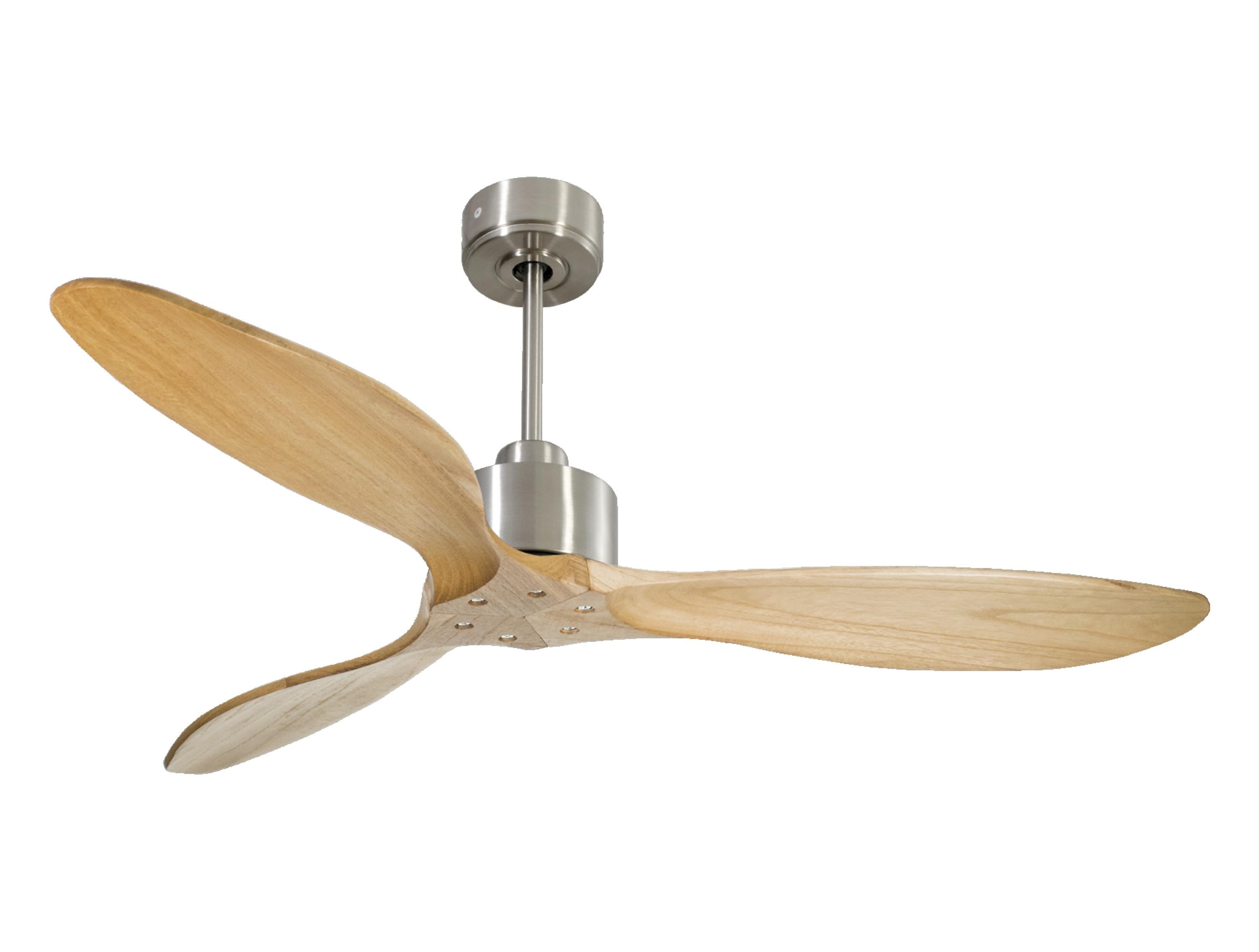 Ventilatore da soffitto Reversibile Termostato Wifi Motore CC Tetti inclinati Telecomando Hypersilence Memoria FullWood
