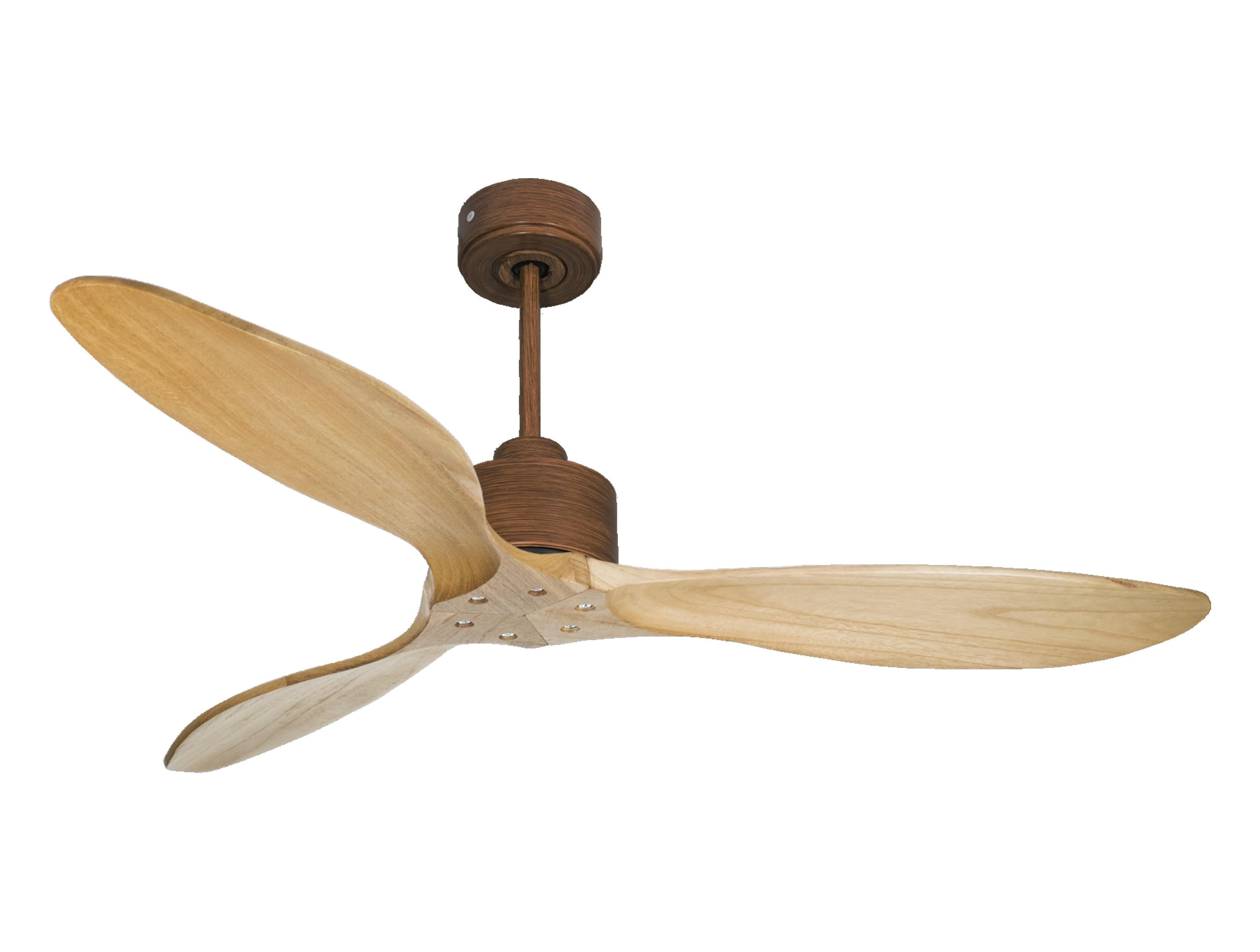 Ventilatore da soffitto Reversibile Termostato Wifi Motore CC Tetti inclinati Telecomando Hypersilence Memoria FullWood