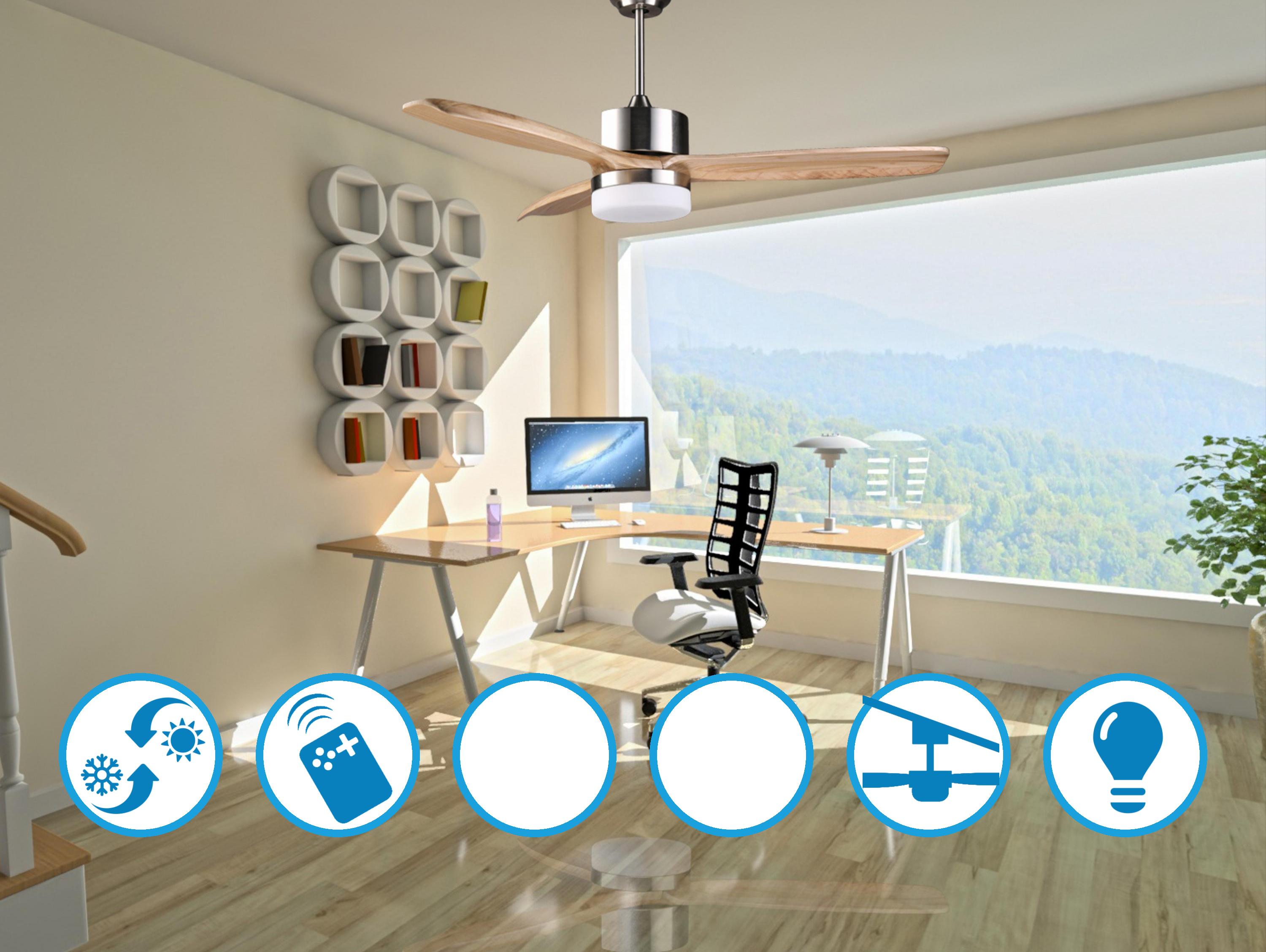 Ventilatore da soffitto ø132 cm con LED e Wifi Reversibile Hypersilence