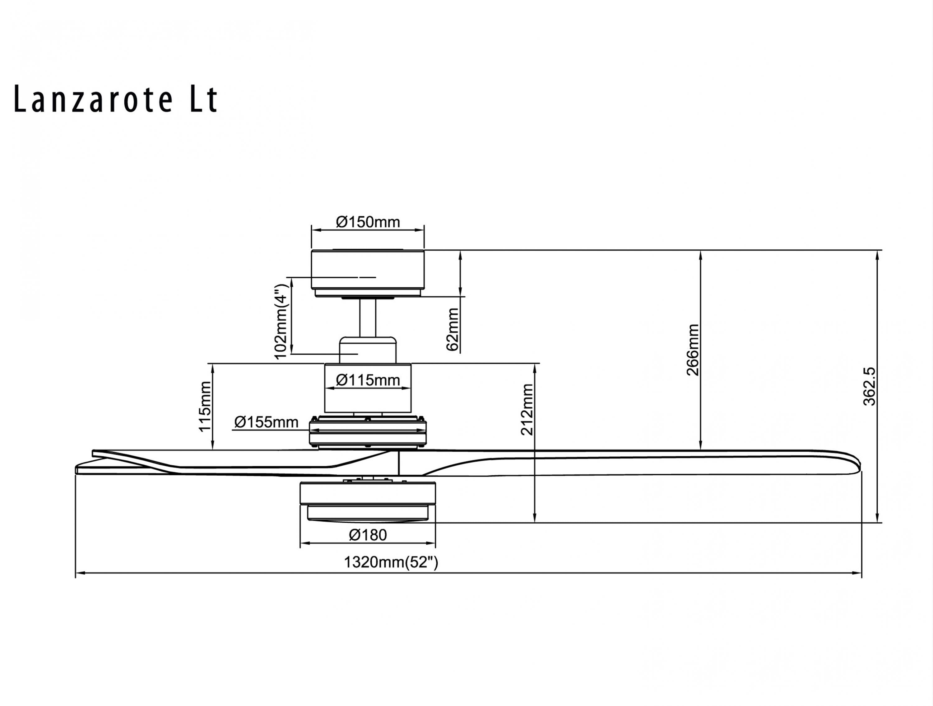 Ventilatore da soffitto ø132 cm con LED e Wifi Reversibile Hypersilence