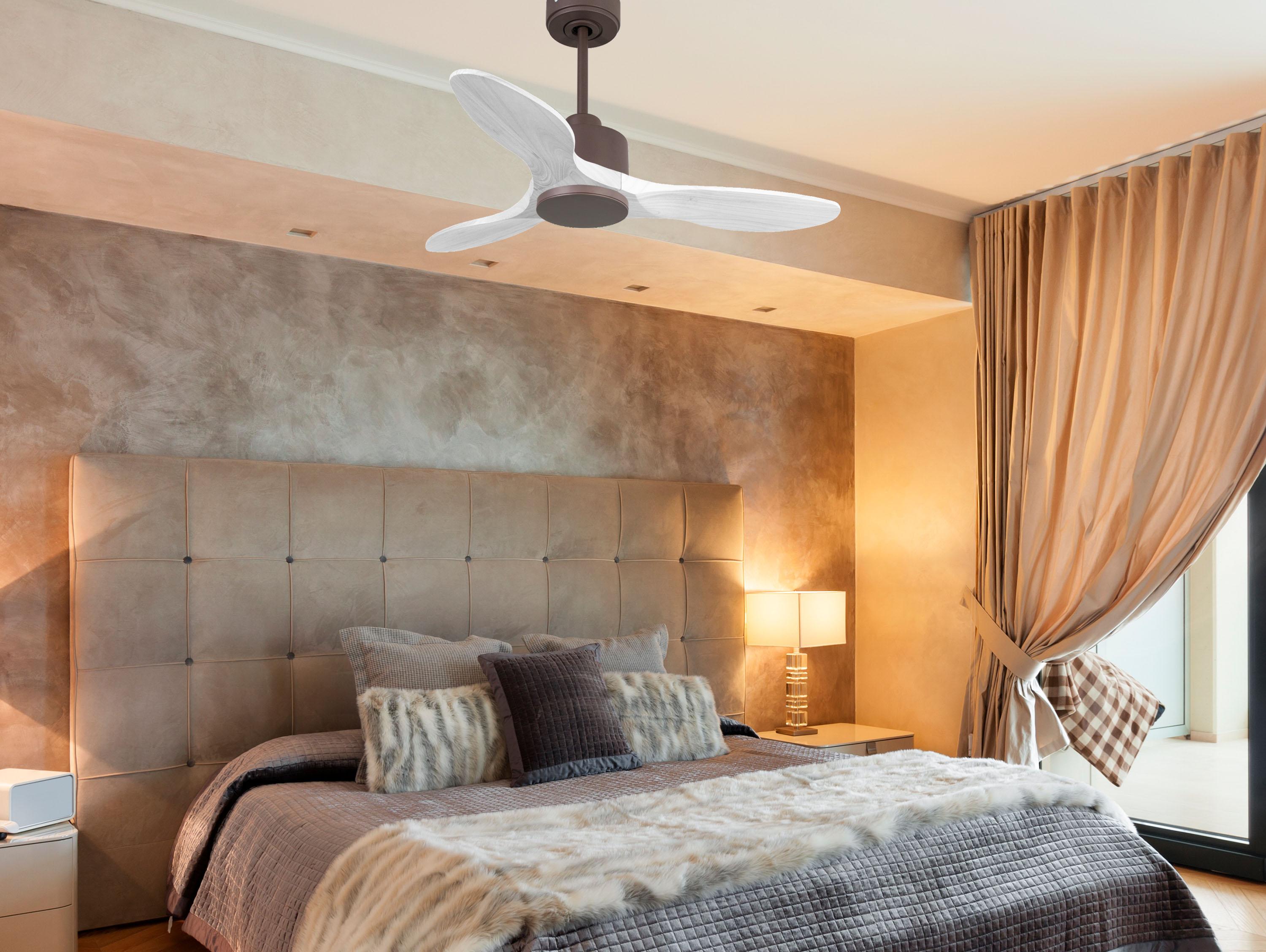 Ventilatore da soffitto Reversibile Termostato Wifi Motore CC Tetti inclinati Telecomando Hypersilence Memoria Shopify Vendible (AUTOMATICO)