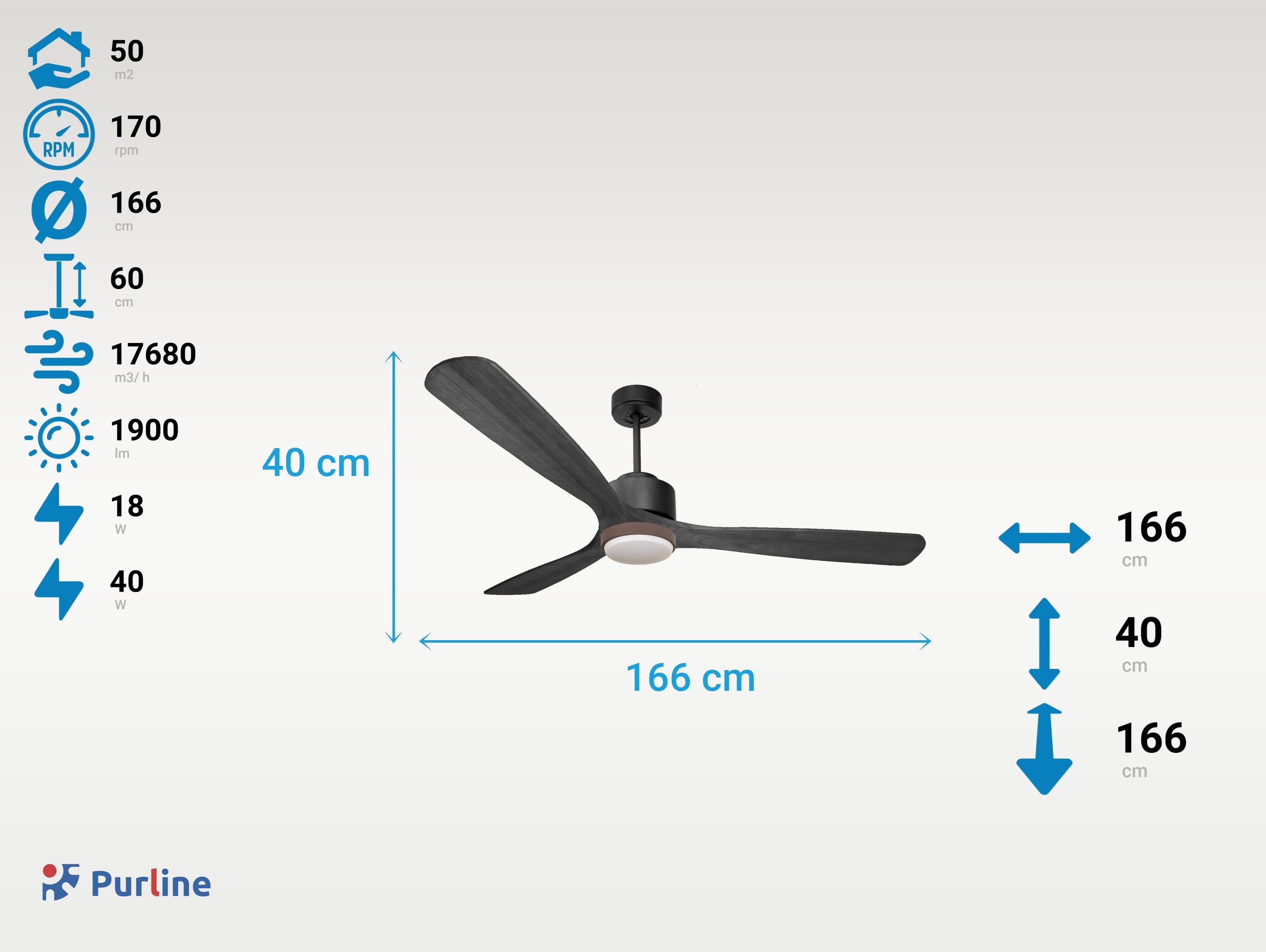 Ventilatore a soffitto ultra silenzioso e a basso consumo DC MaloloD166C02LED67429