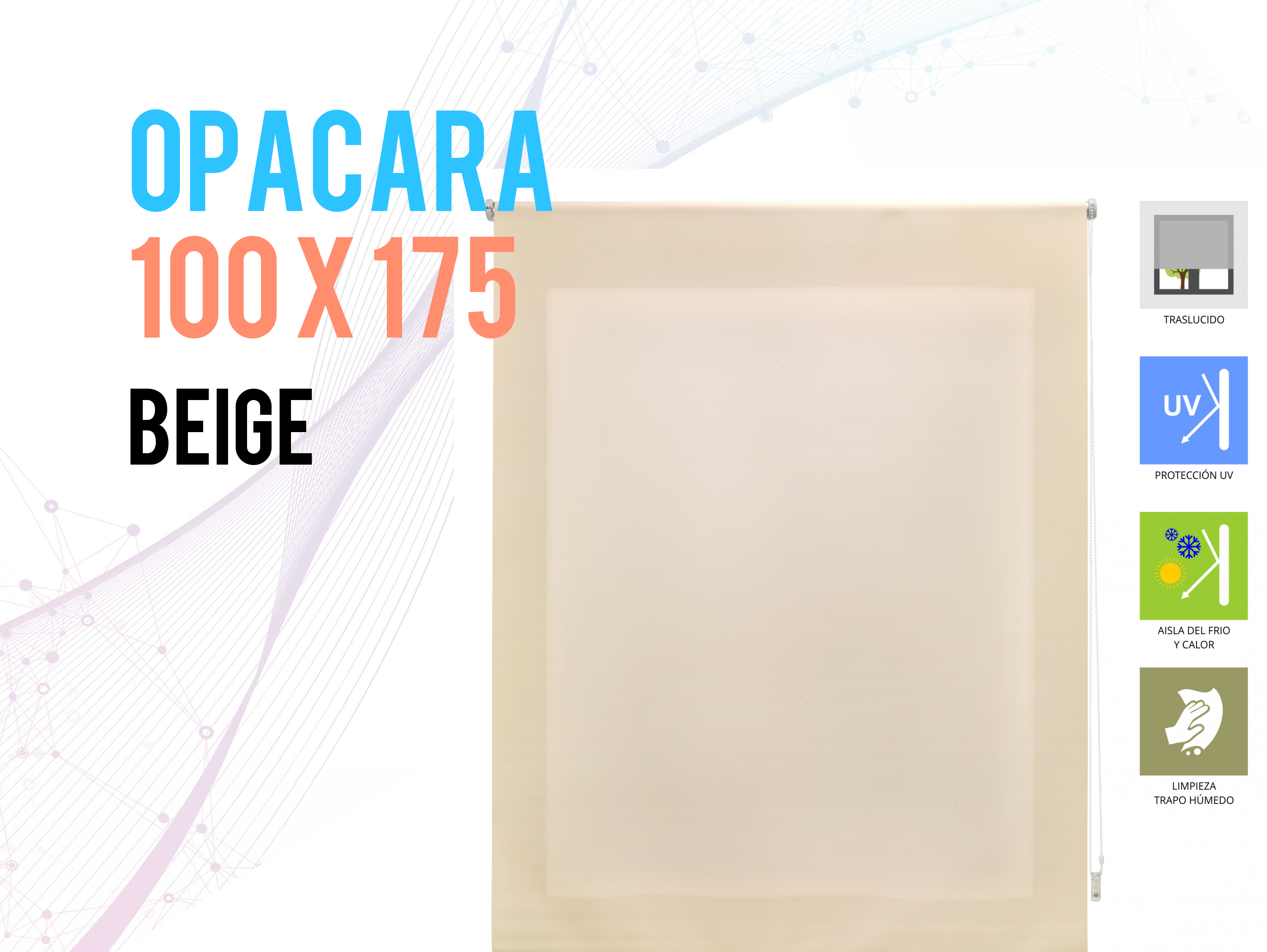 Tenda a Rullo 100X175 BEIGE Poliestere opaco