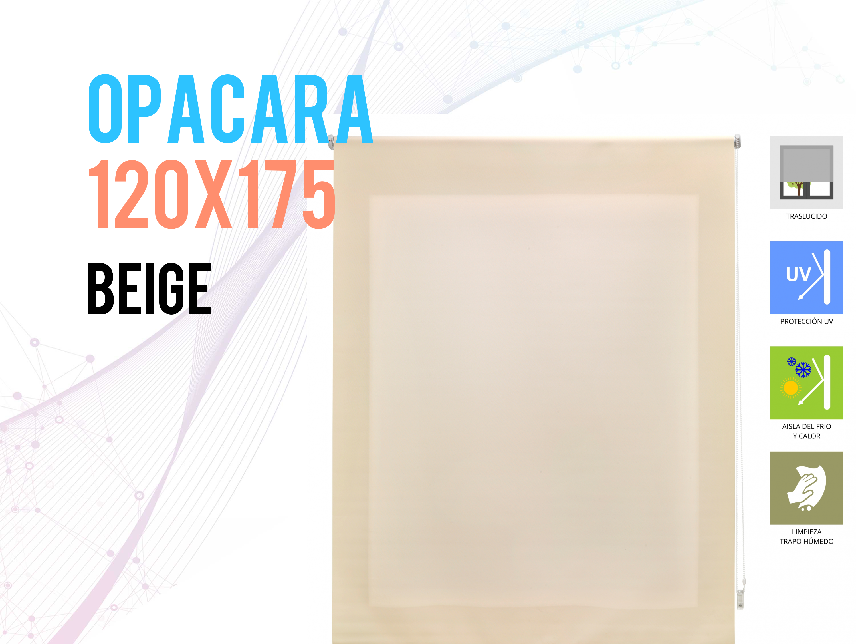Tenda a Rullo 120X175 BEIGE Poliestere opaco