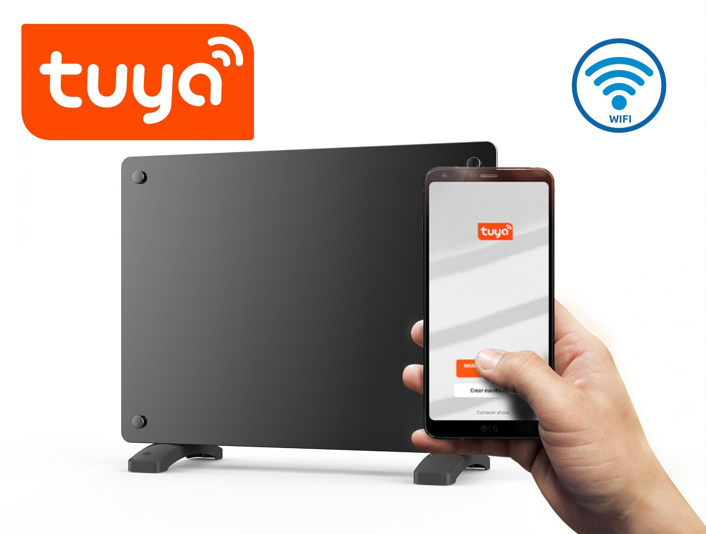 Radiatore a pannello in vetro da 1000 W con controllo WiFi tramite app