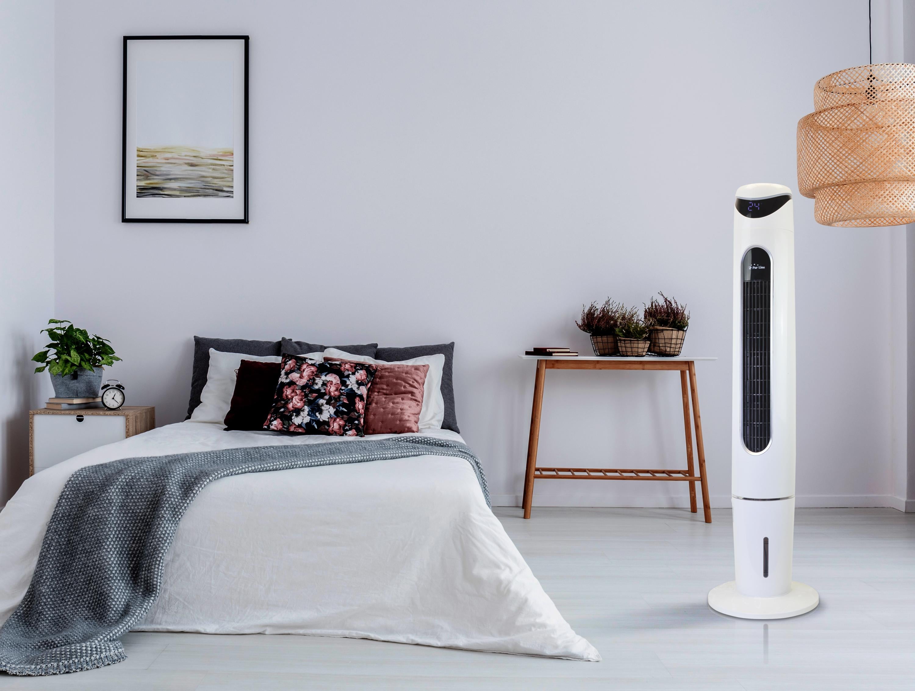 Raffrescatore ad evaporazione, ventilatore, umidificatore, purificatore d'aria 75W con telecomando