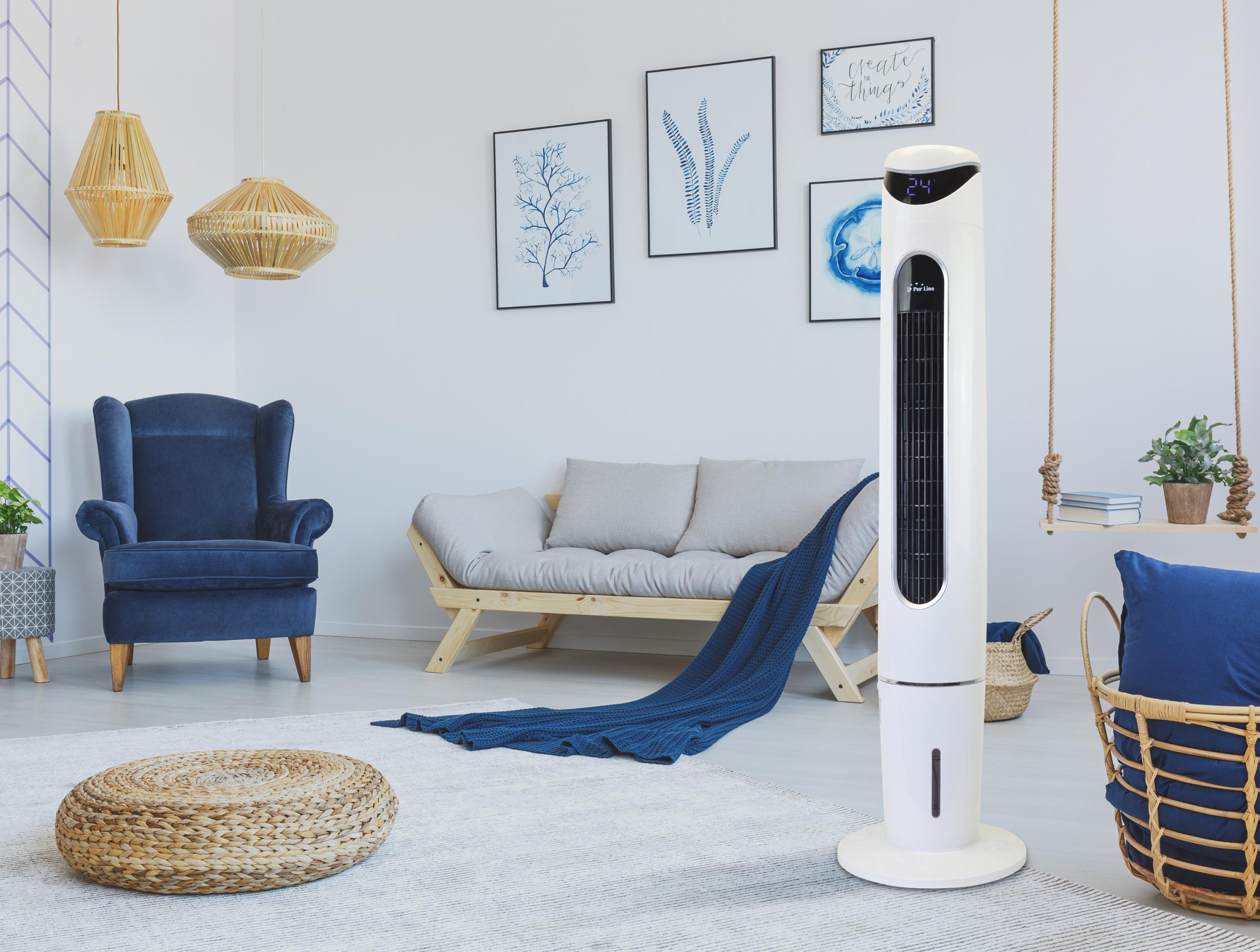 Raffrescatore ad evaporazione, ventilatore, umidificatore, purificatore d'aria 75W con telecomando