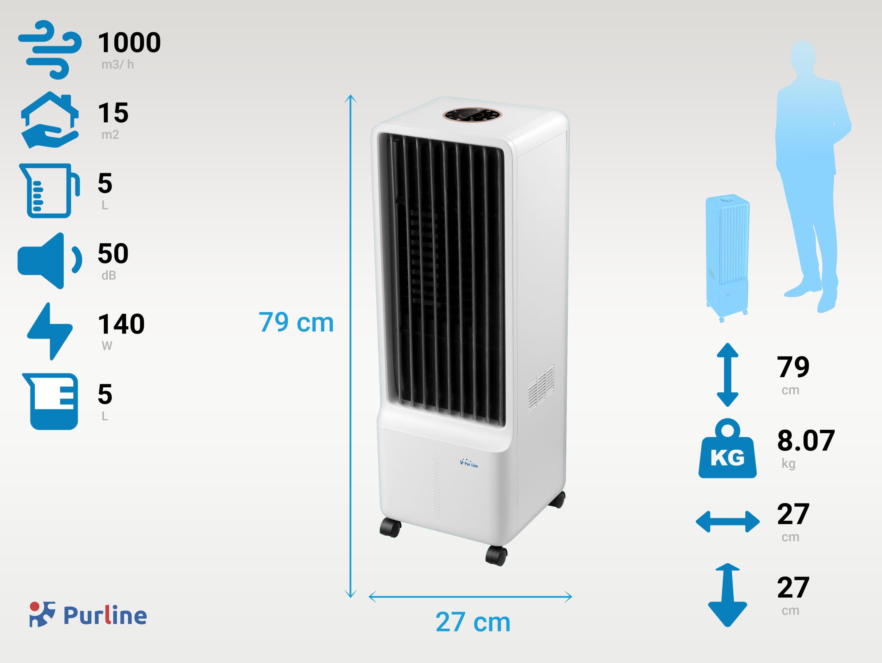 Raffrescatore evaporativo con sistema di raffreddamento permanente 5 L