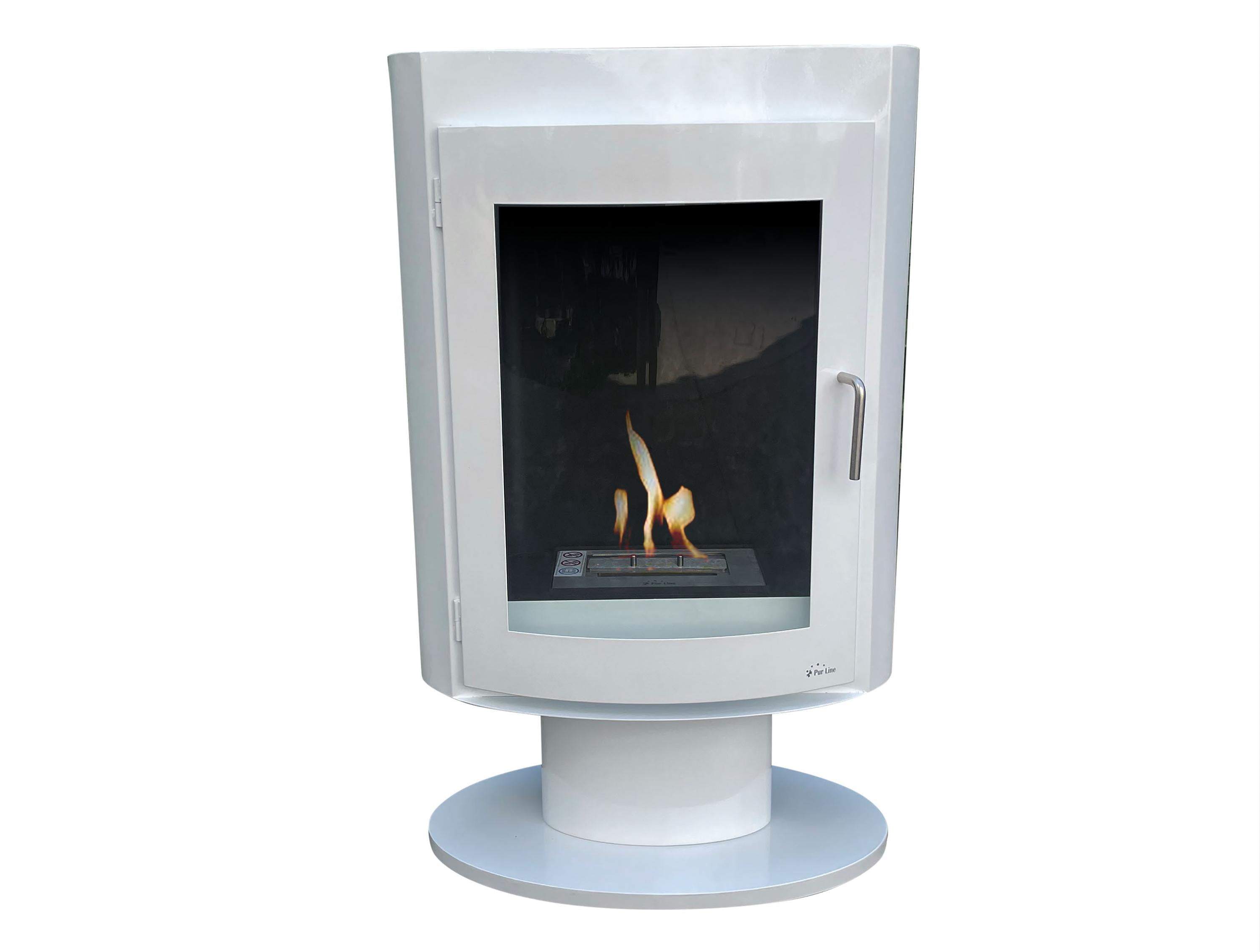 SILENUS W: Stufa a etanolo design quadrato in acciaio bianco