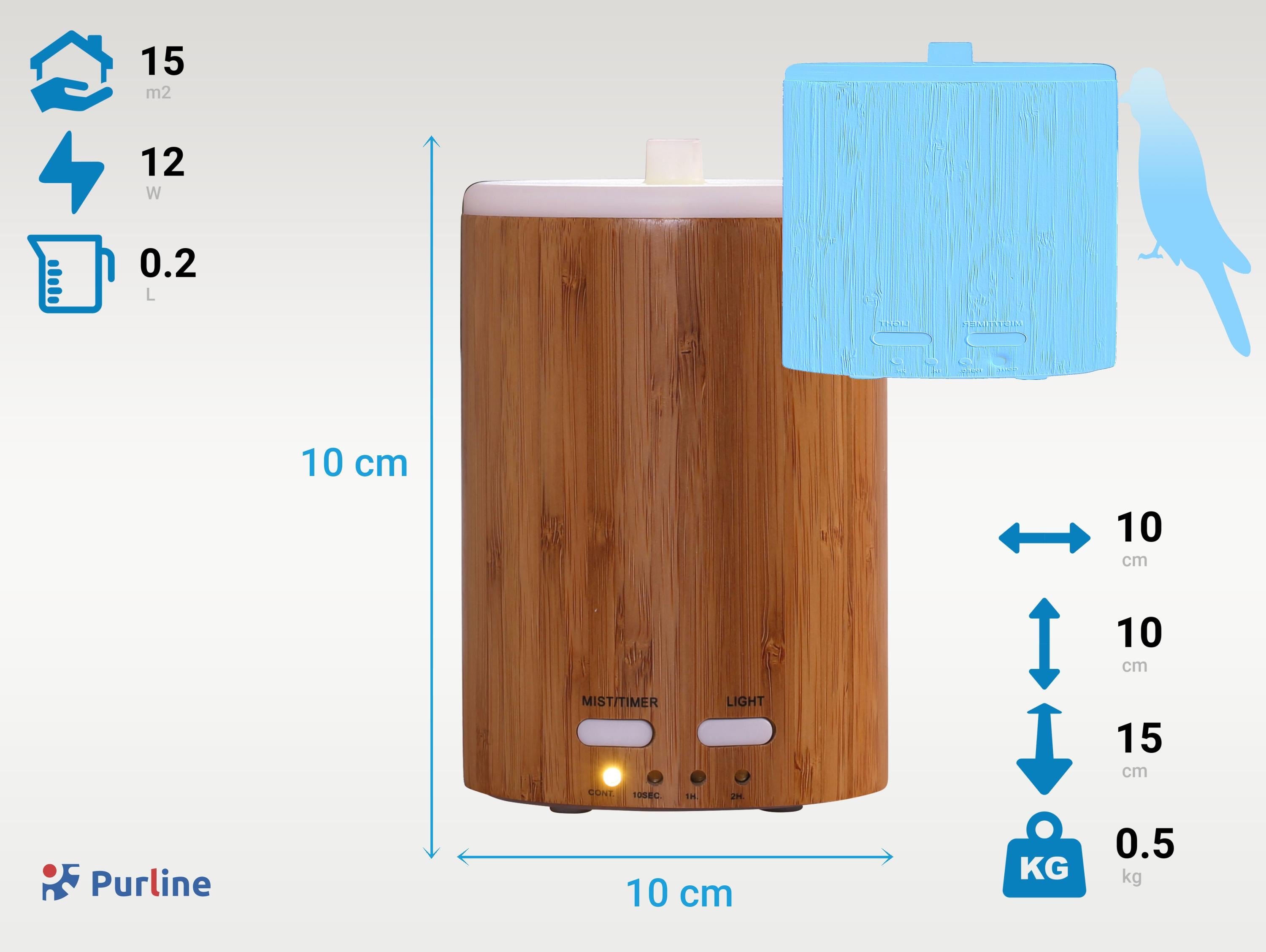 Umidificatore a ultrasuoni Vapore fresco o temperato con display digitale