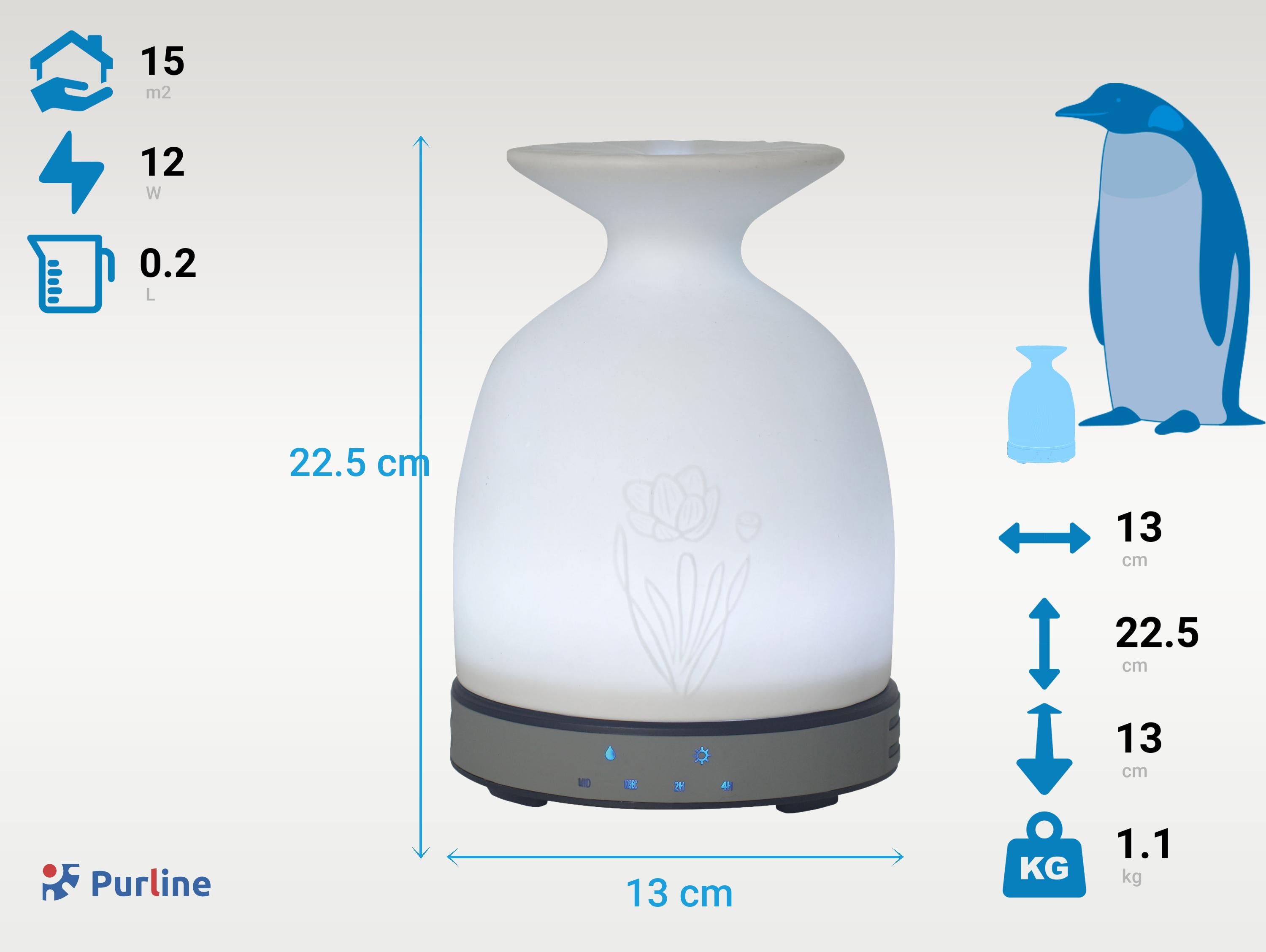 Diffusore di aromi in ceramica a forma di vaso con luce ambiente a LED