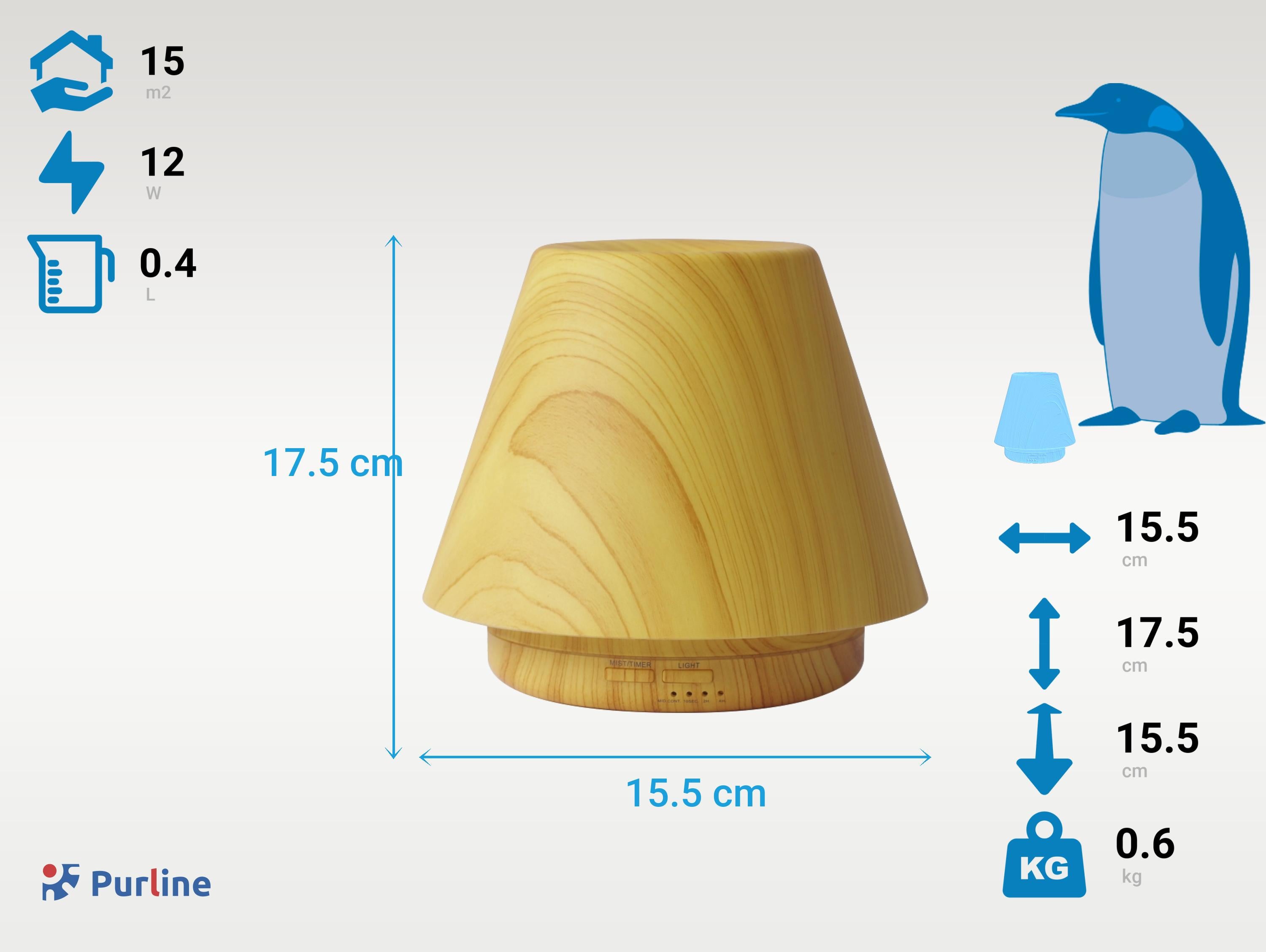 Diffusore di fragranza effetto legno con luce a LED ambiente con modalità continua e intermittente
