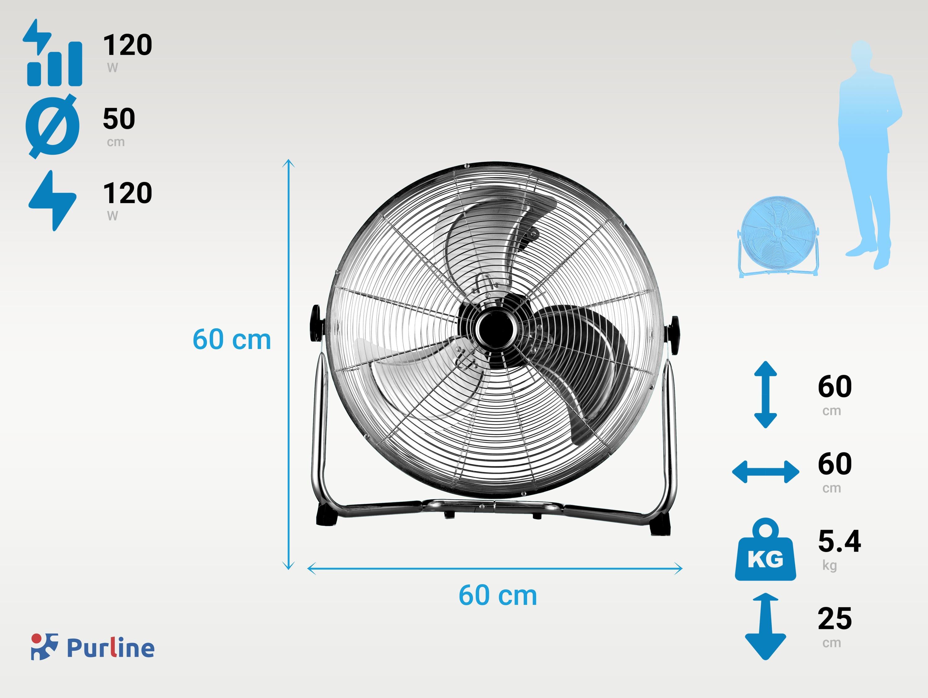 Ventilatore industriale 120 W con 3 pale e 3 velocità