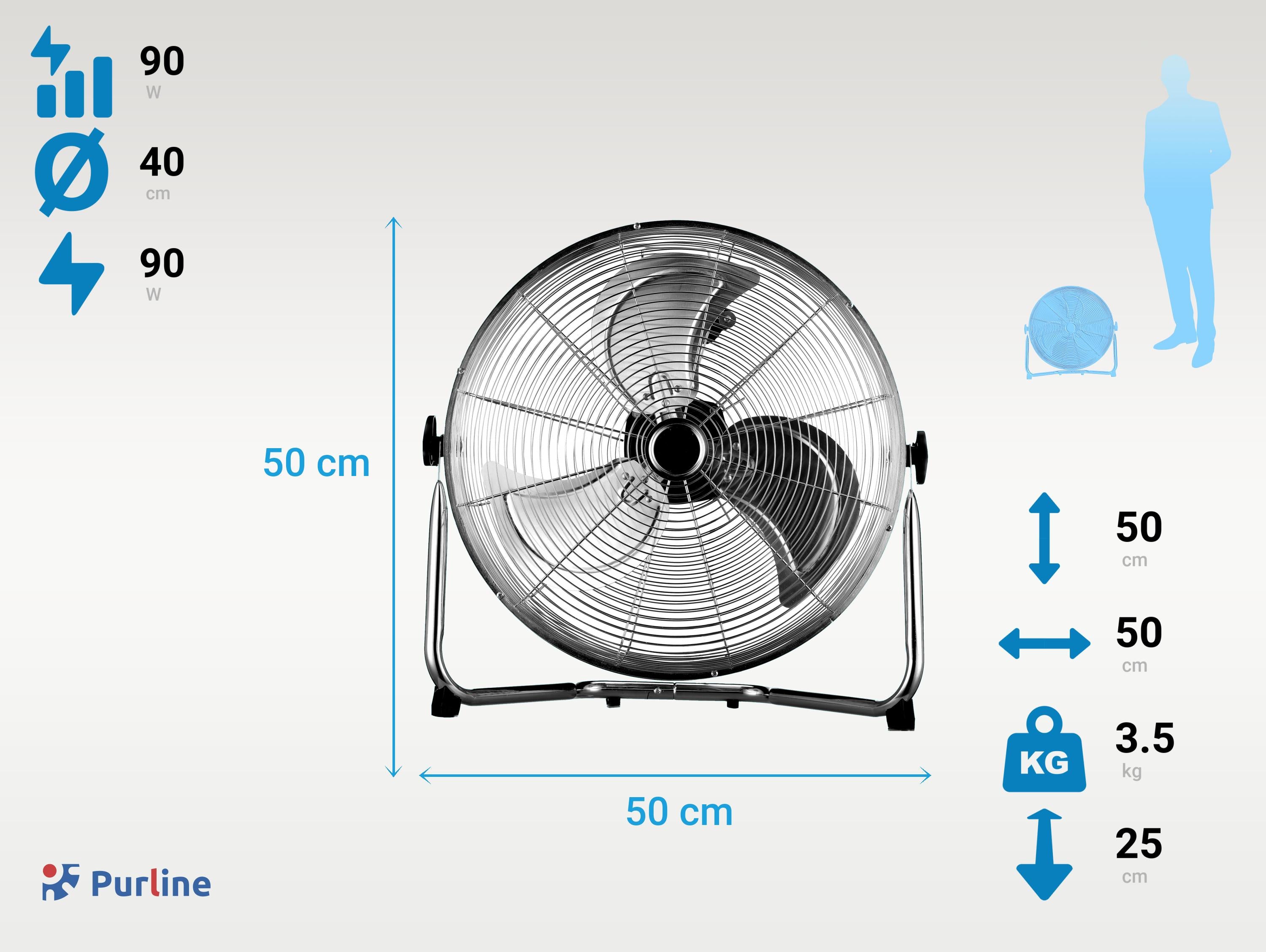 Ventilatore industriale 90 W con 3 pale e 3 velocità