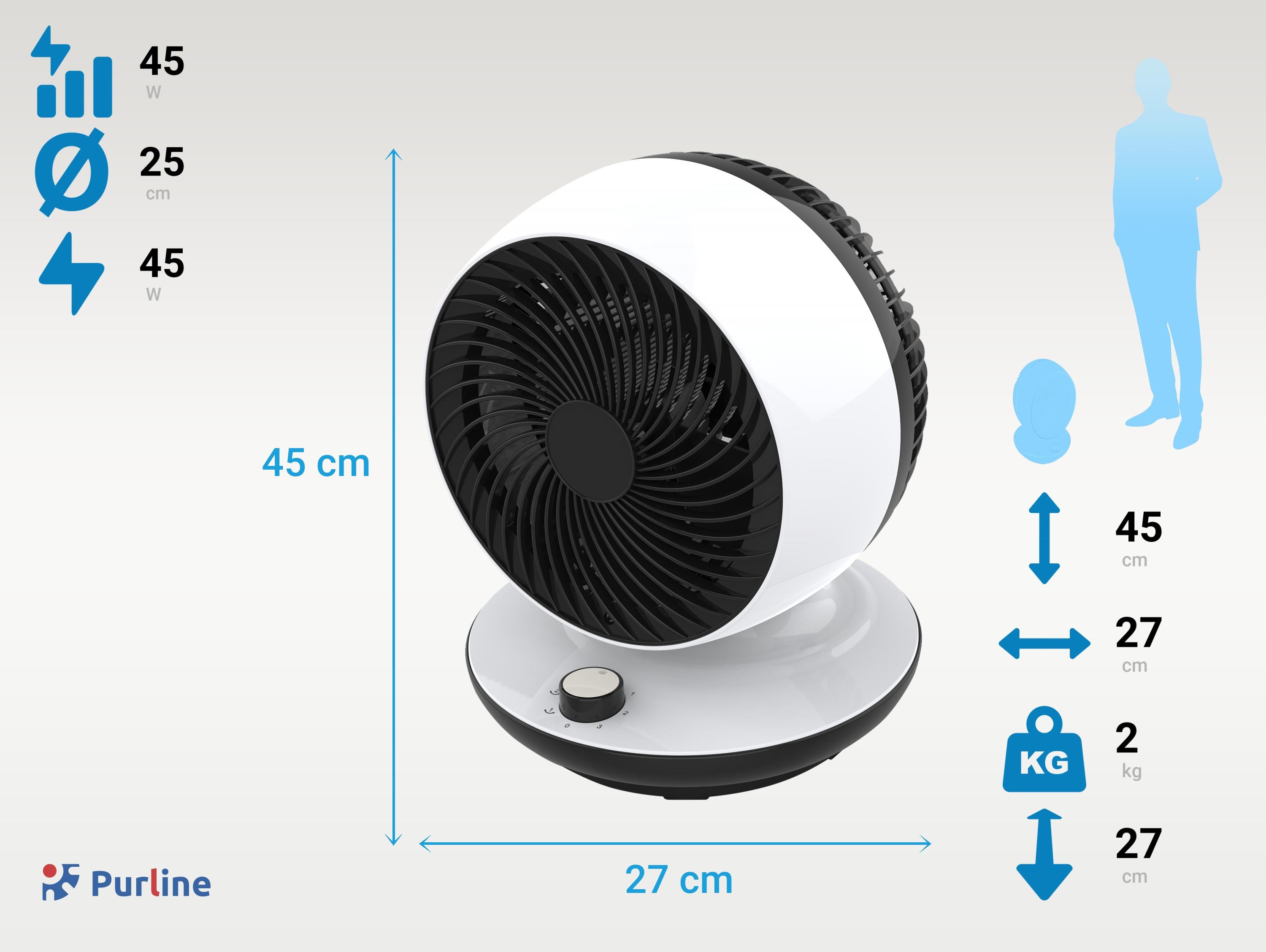 Ventilatore da tavolo con oscillazione verticale
