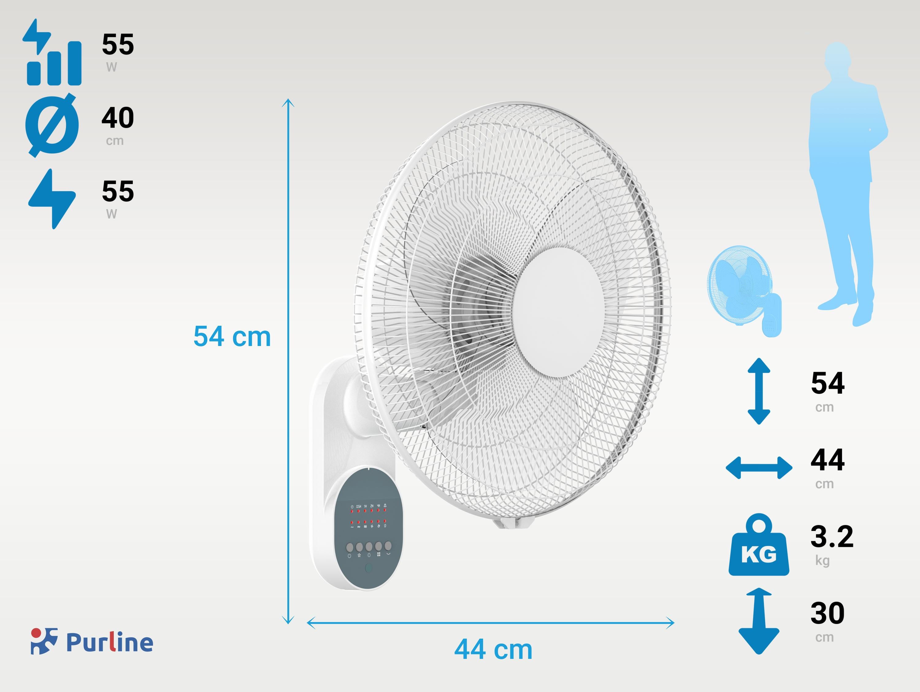 Ventilatore a parete con timer e 3 velocitÃ