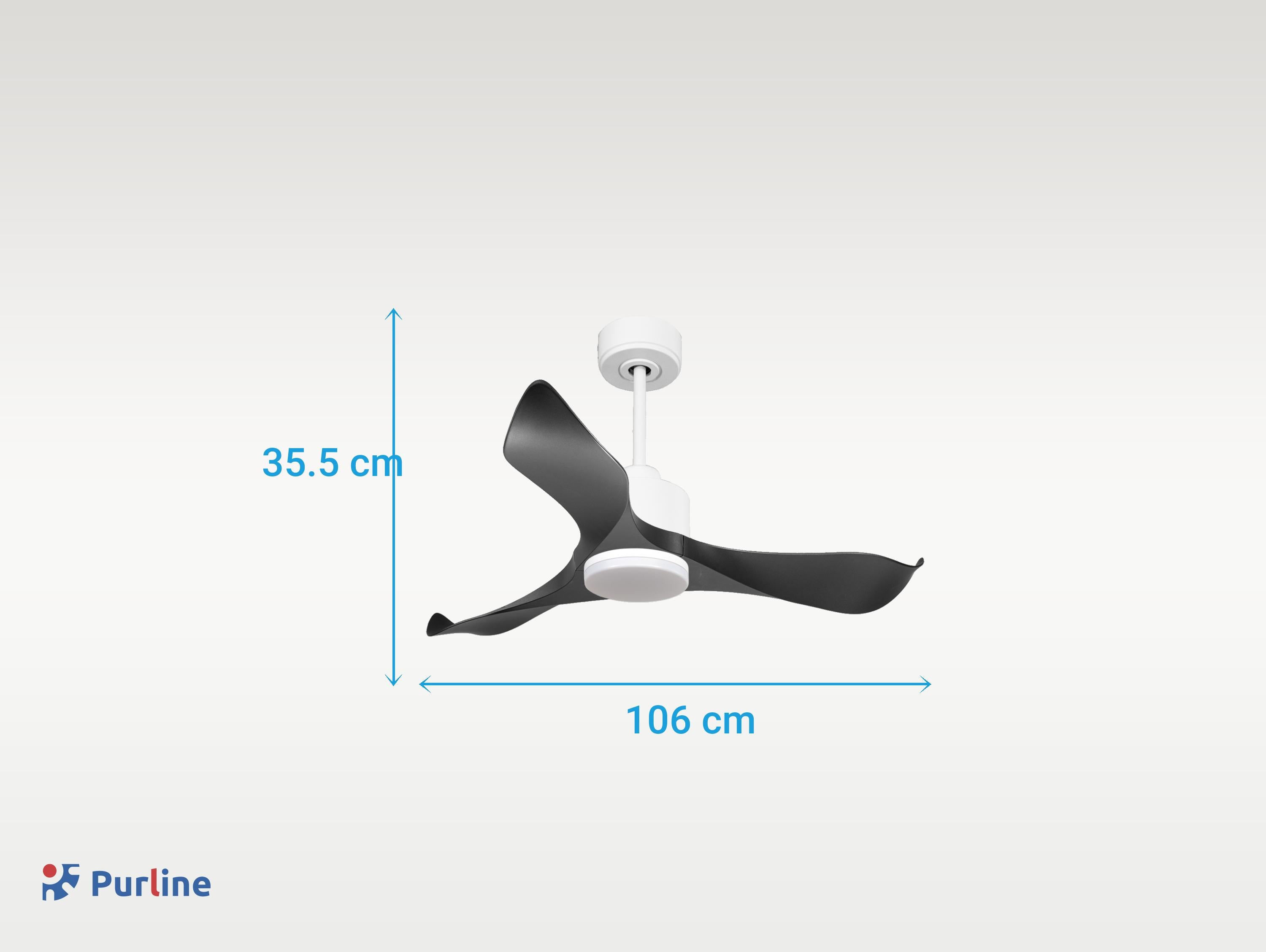 Ventilatore da soffitto Reversibile Termostato Dimmabile Wifi Motore CC Tetti inclinati Telecomando Luce a tre toni Adattatore 2/3 lame Hypersilence Memoria