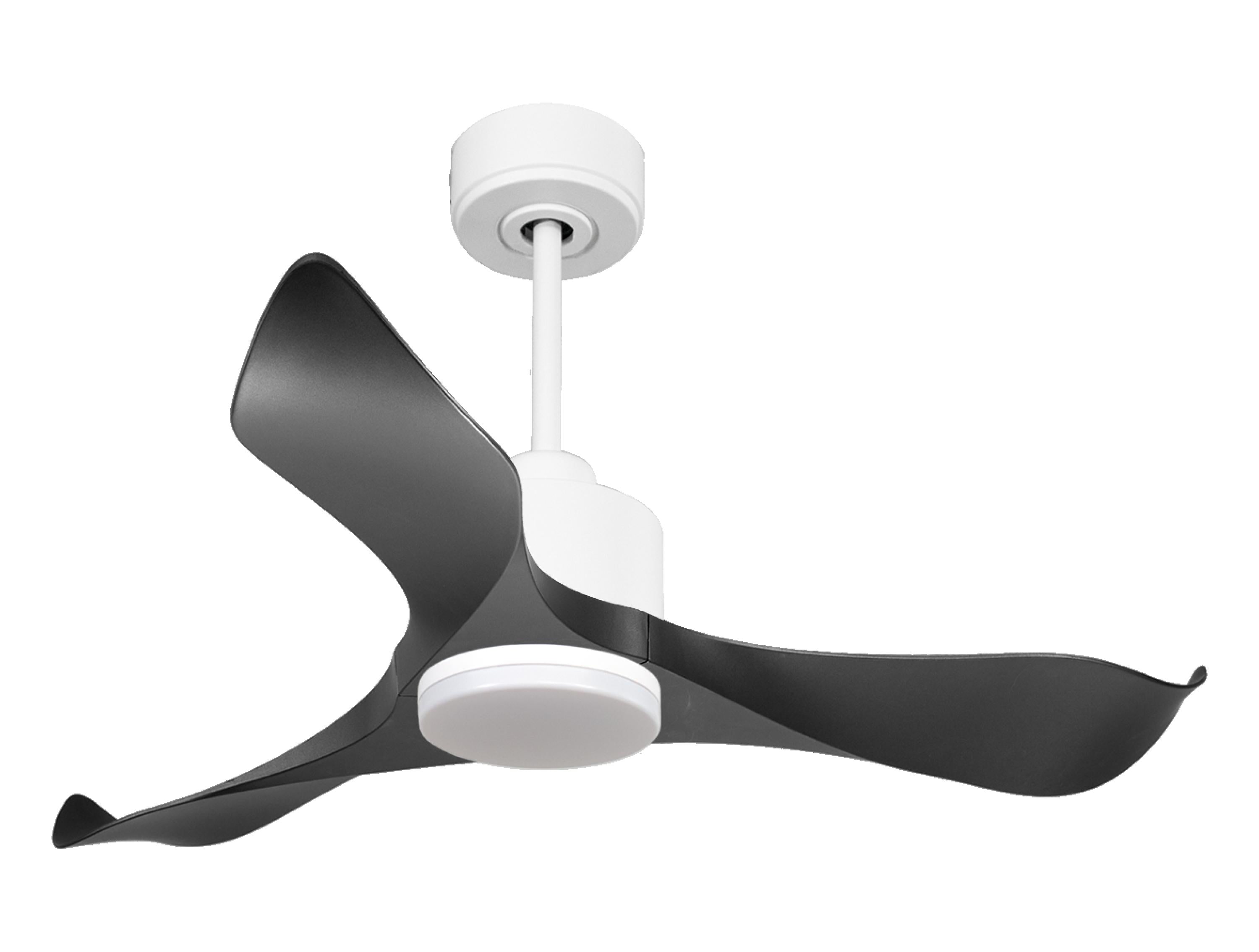 Ventilatore da soffitto Reversibile Termostato Dimmabile Wifi Motore CC Tetti inclinati Telecomando Luce a tre toni Adattatore 2/3 lame Hypersilence Memoria