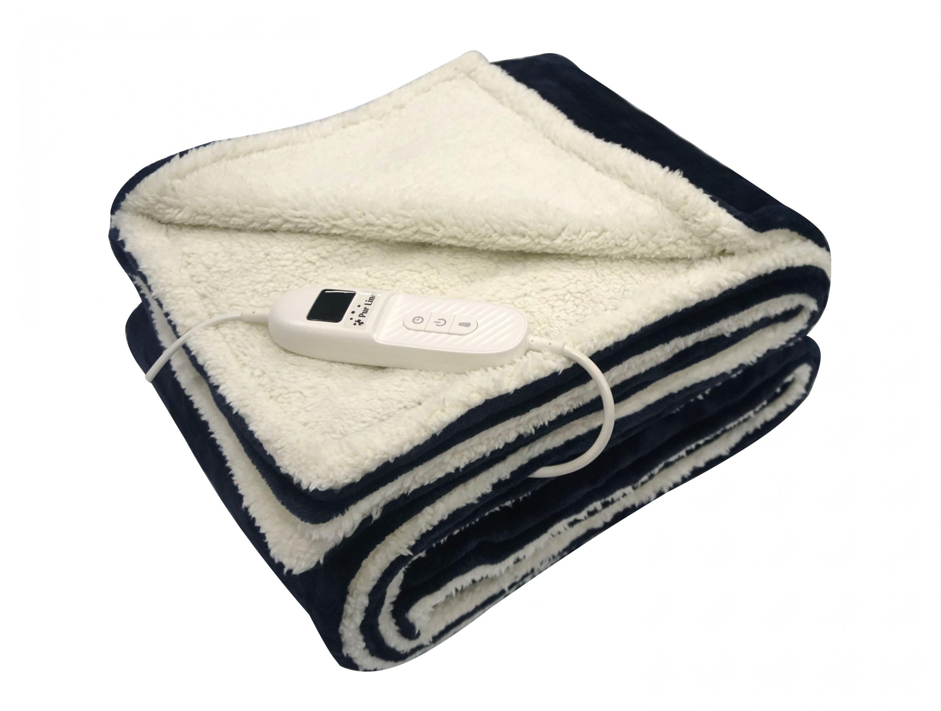 Coperta elettrica di grandi dimensioni con finitura in pelle di pecora