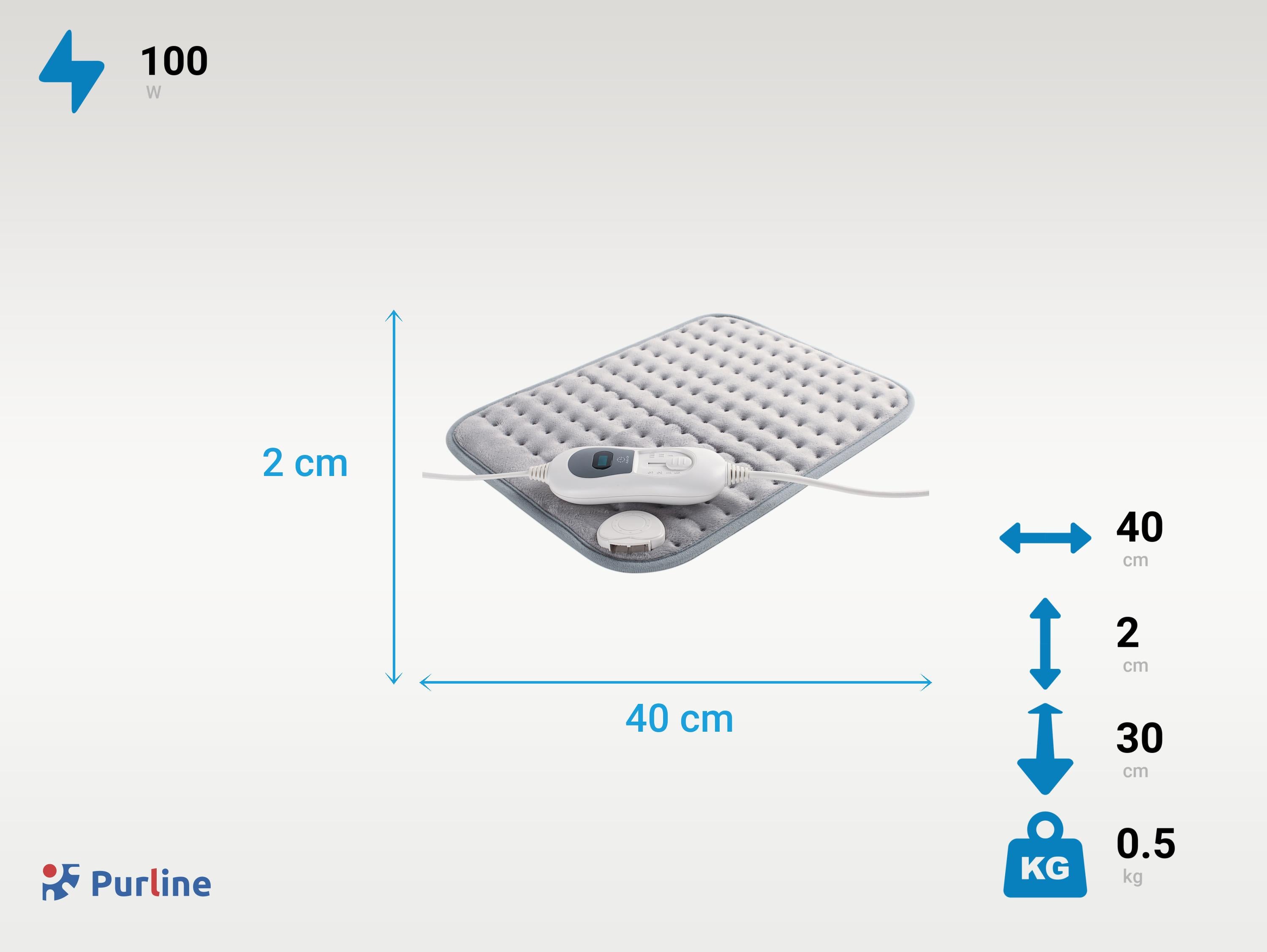 Cuscinetto riscaldante elettrico 100W grigio 30x40