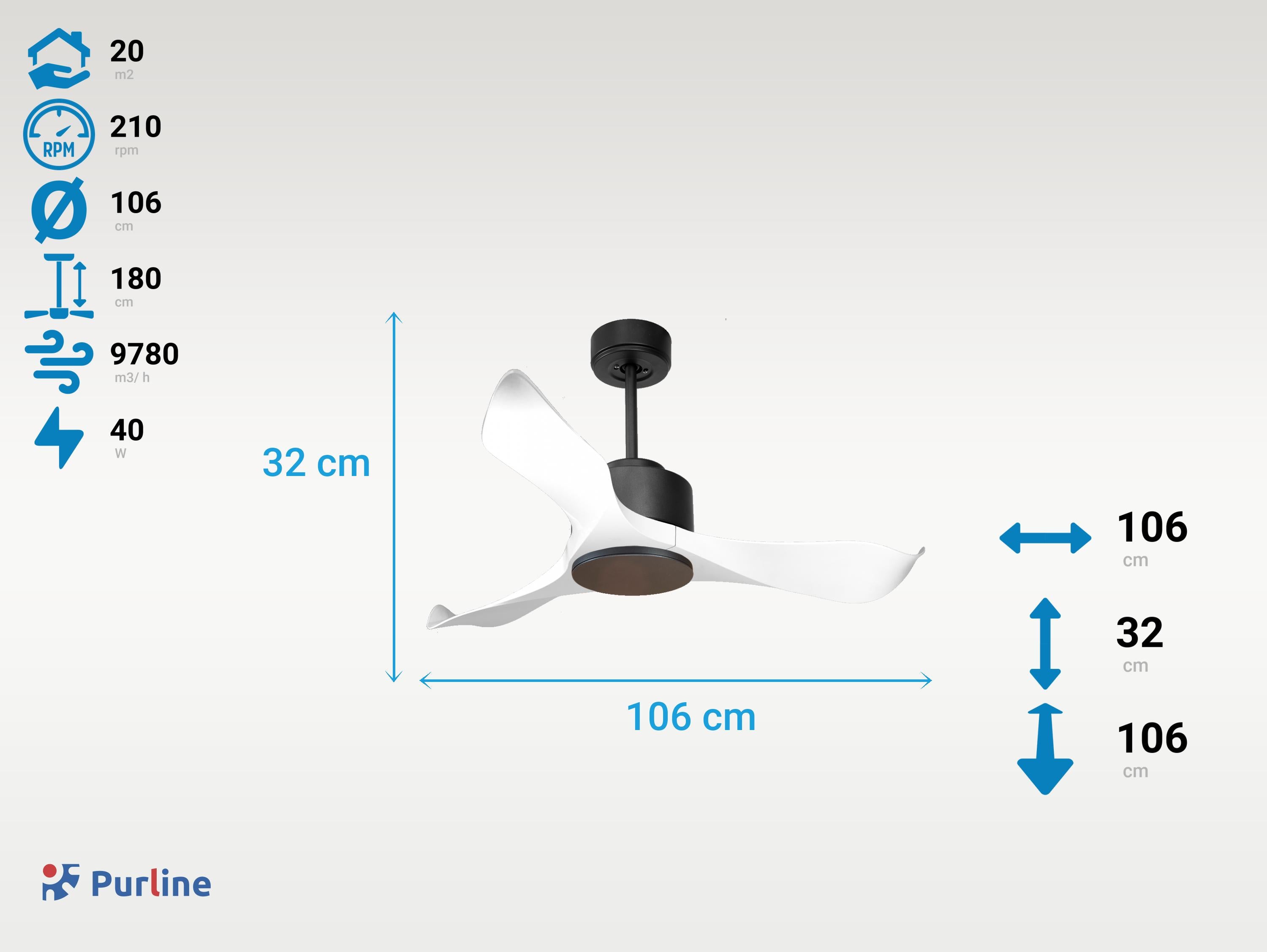 Ventilatore a soffitto ultra silenzioso e a basso consumo DC WhitsundayD106C0267195