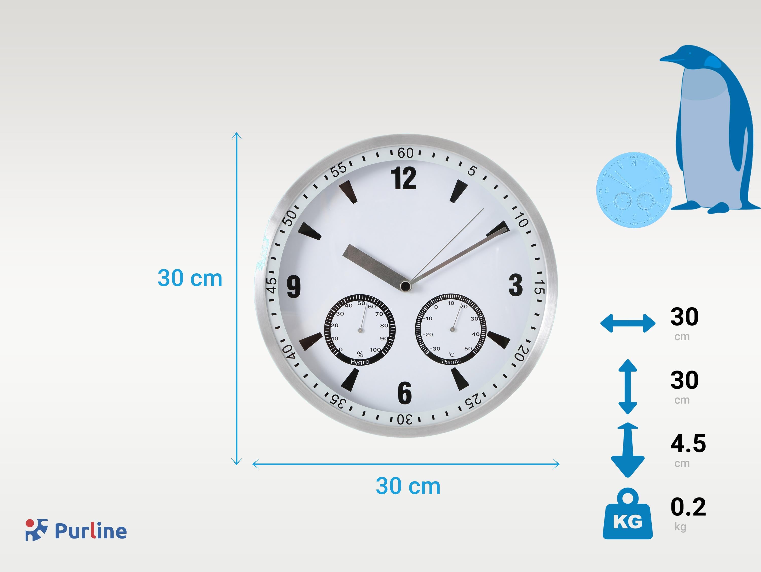 Stazione meteo senza fili, con forma di orologio analogico da parete con indicatore bianco della temperatura e dell'umidità