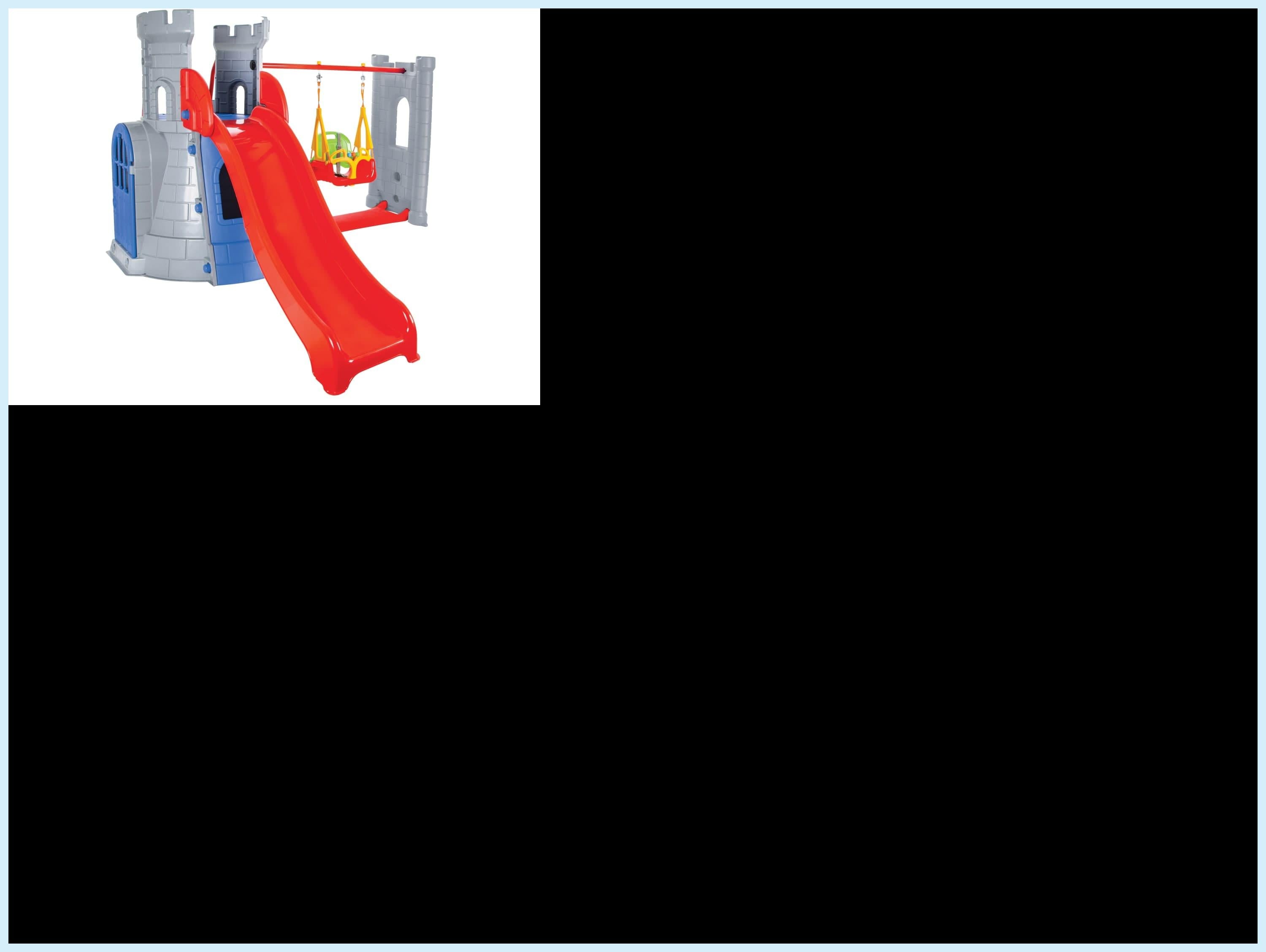 Castello per bambini con scivolo e altalena CASTLE SLIDE AND SWING SET