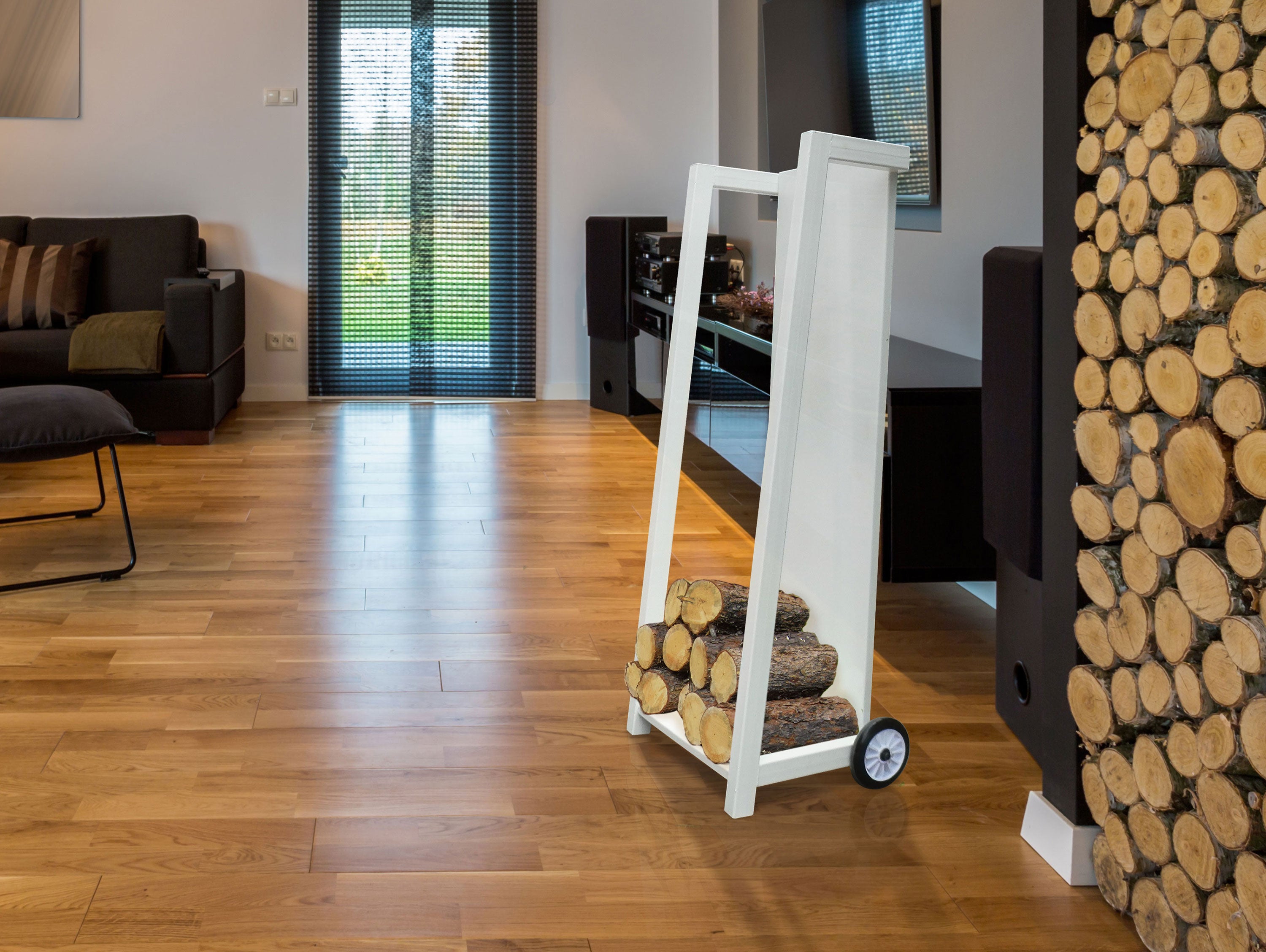 Carrello Portalegna Acciaio Bianco