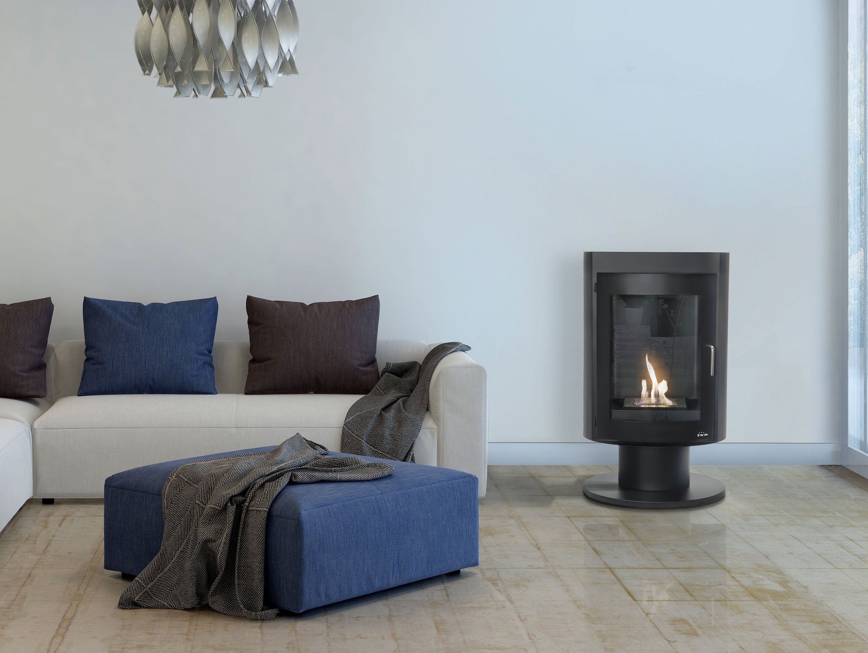 Stufa a etanolo design quadrato in acciaio nero