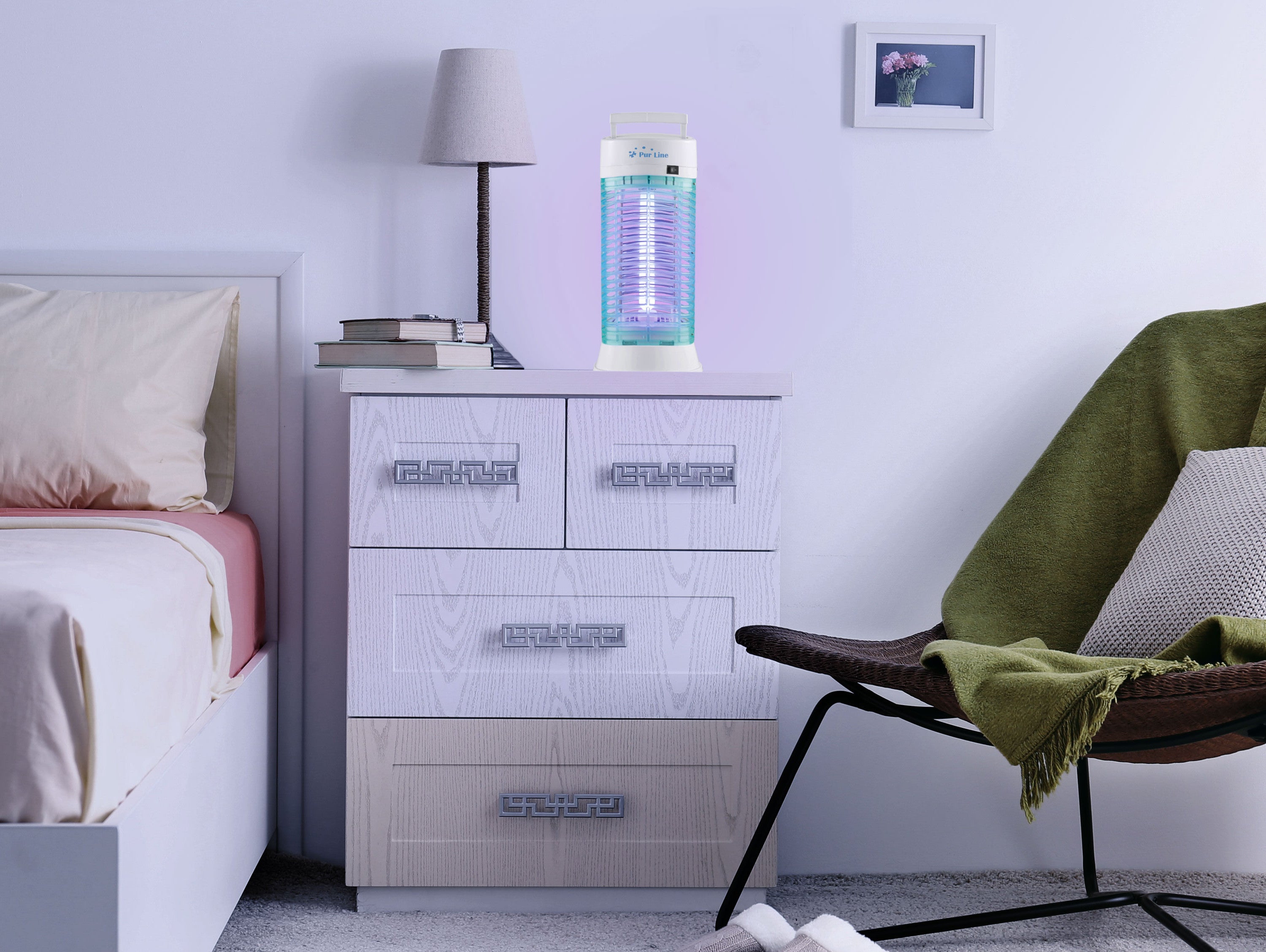 Lampada Anti-Insetti da tavolo con luce ultravioletta 13W con due ventole per superfici di 40m2